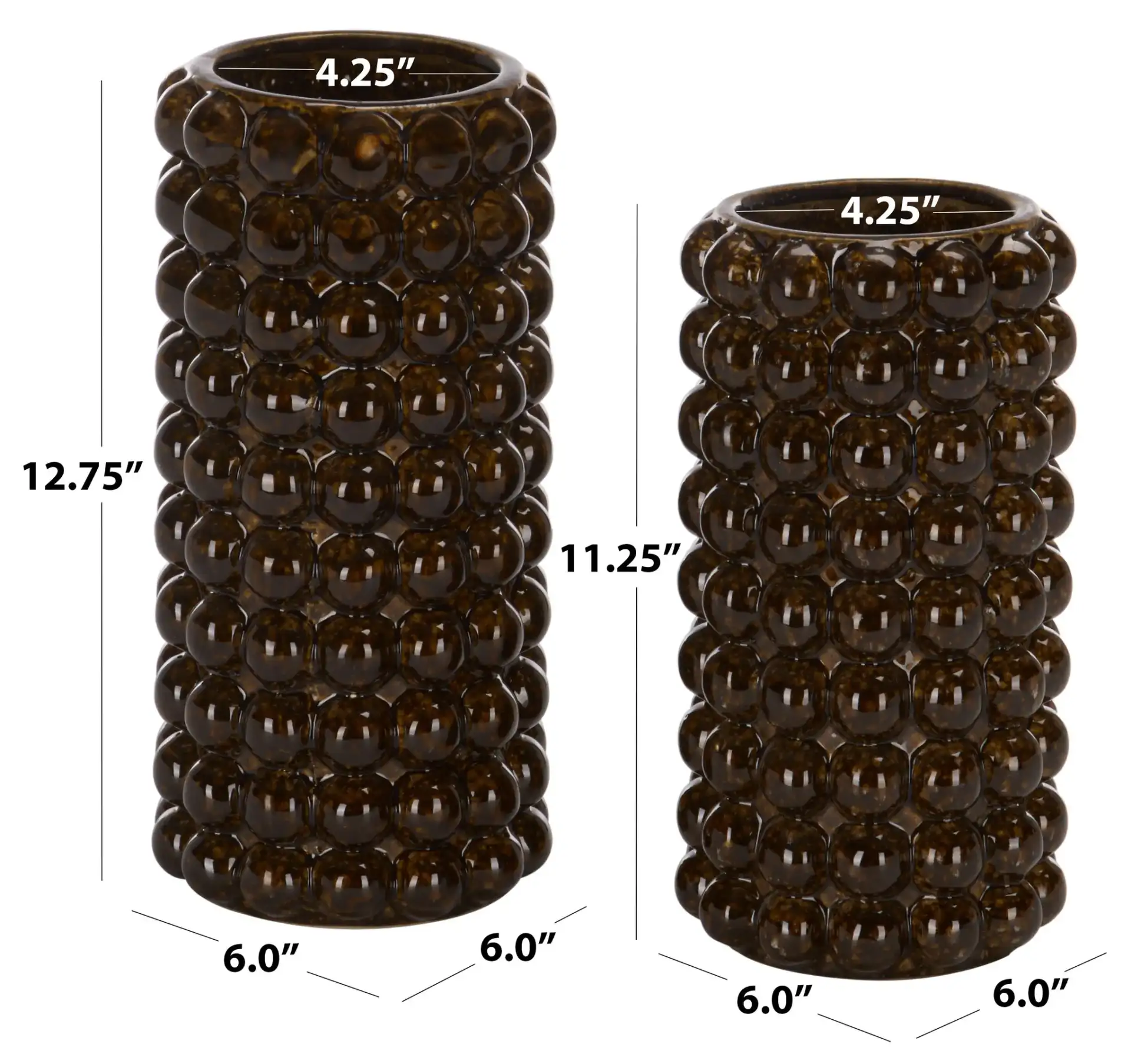 Sfera Bead Reactive Vase (Set of 2) in Brown, detail view