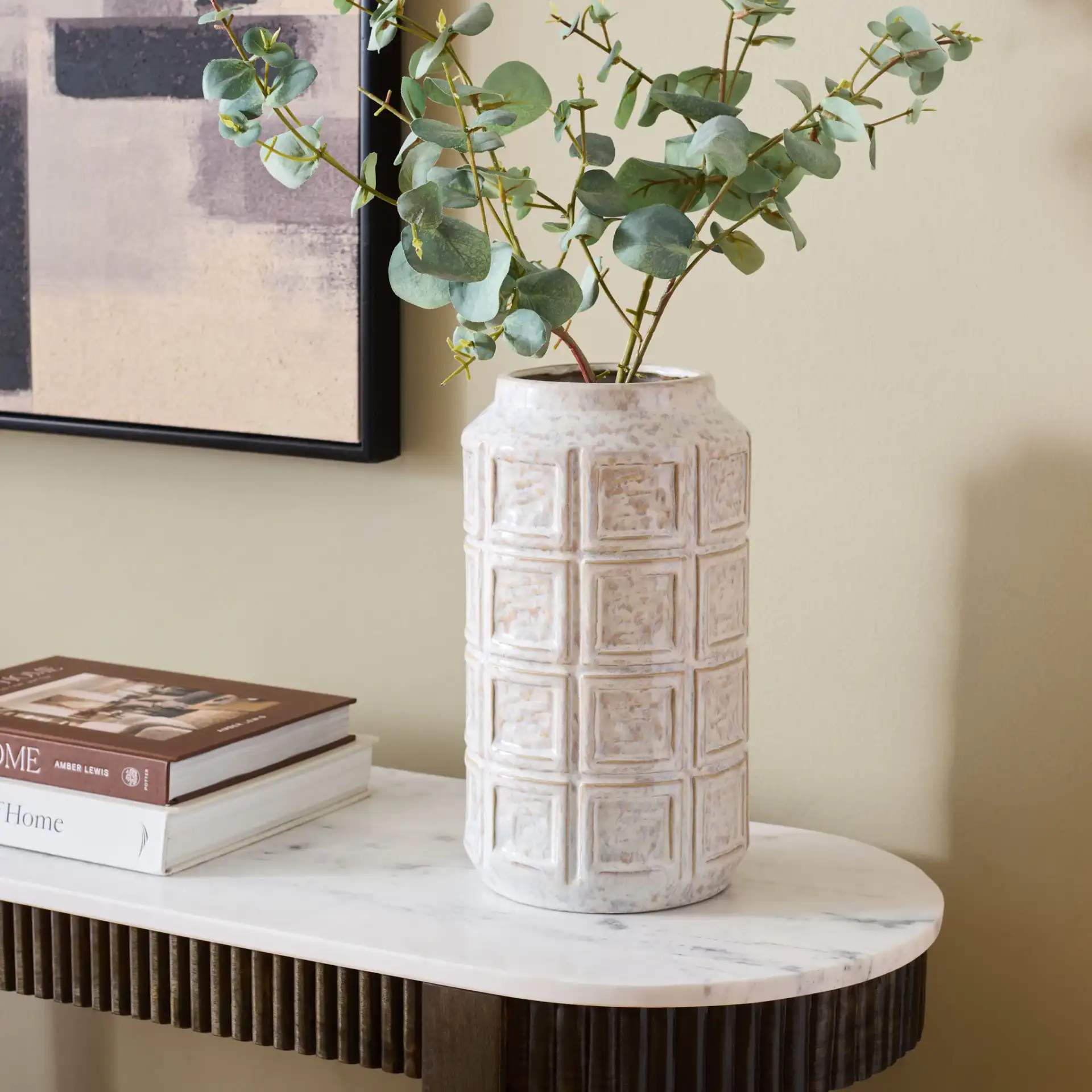 Talo Textured Vase in Multi in a styled room