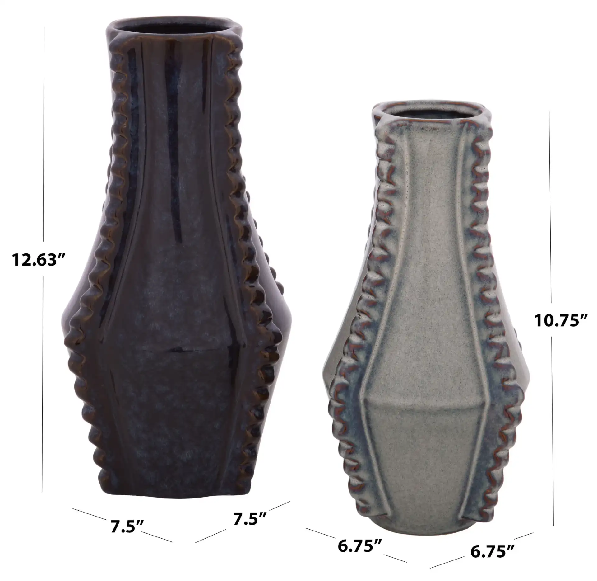 Mia Beam Trim Vase ( Set Of 2 ) in Blue, detail view