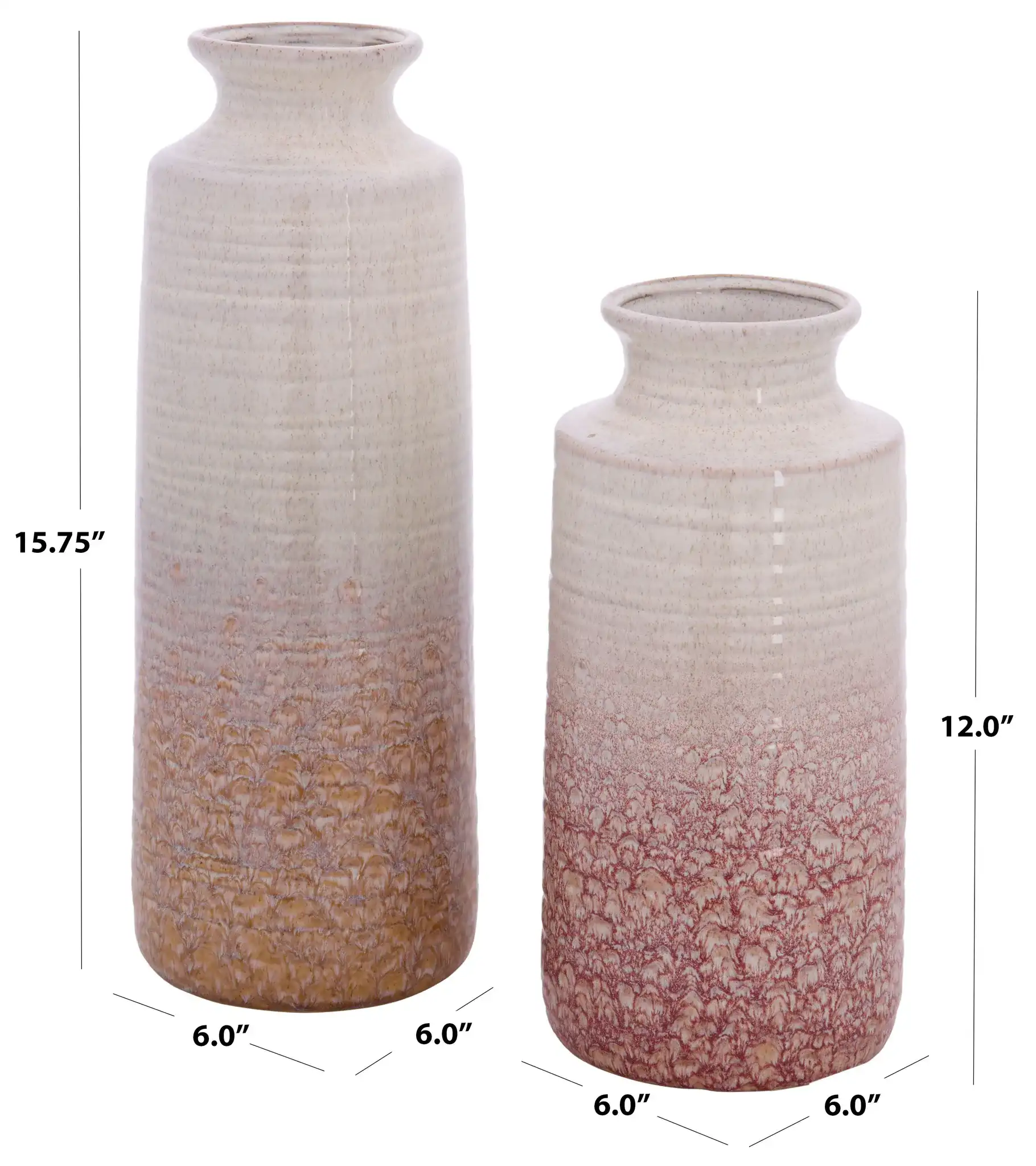 Luma Ombre Glazed Vase ( Set Of 2 ) in Multi, detail view