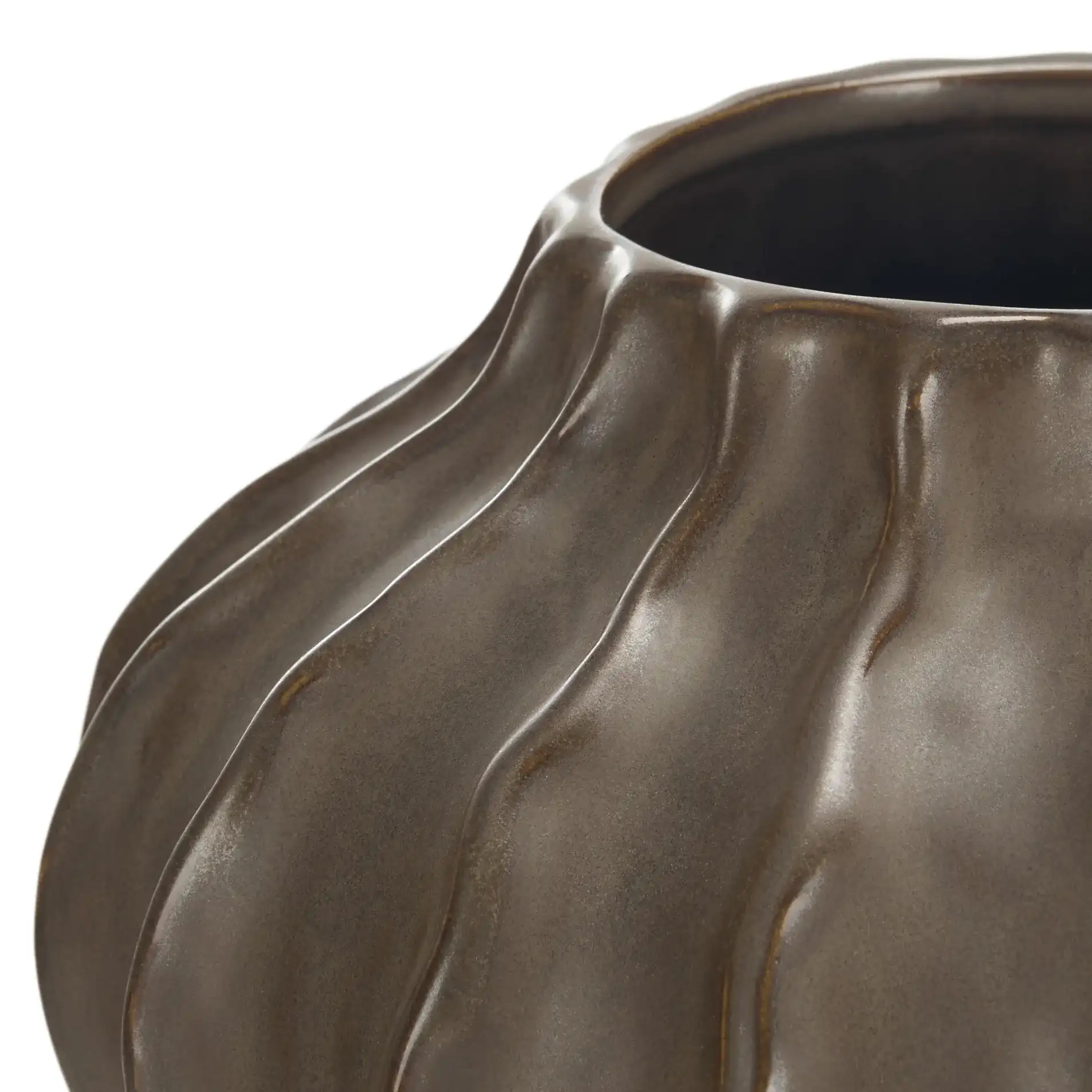 Choka Wavy Vase (Set Of 2) in Brown in a styled room