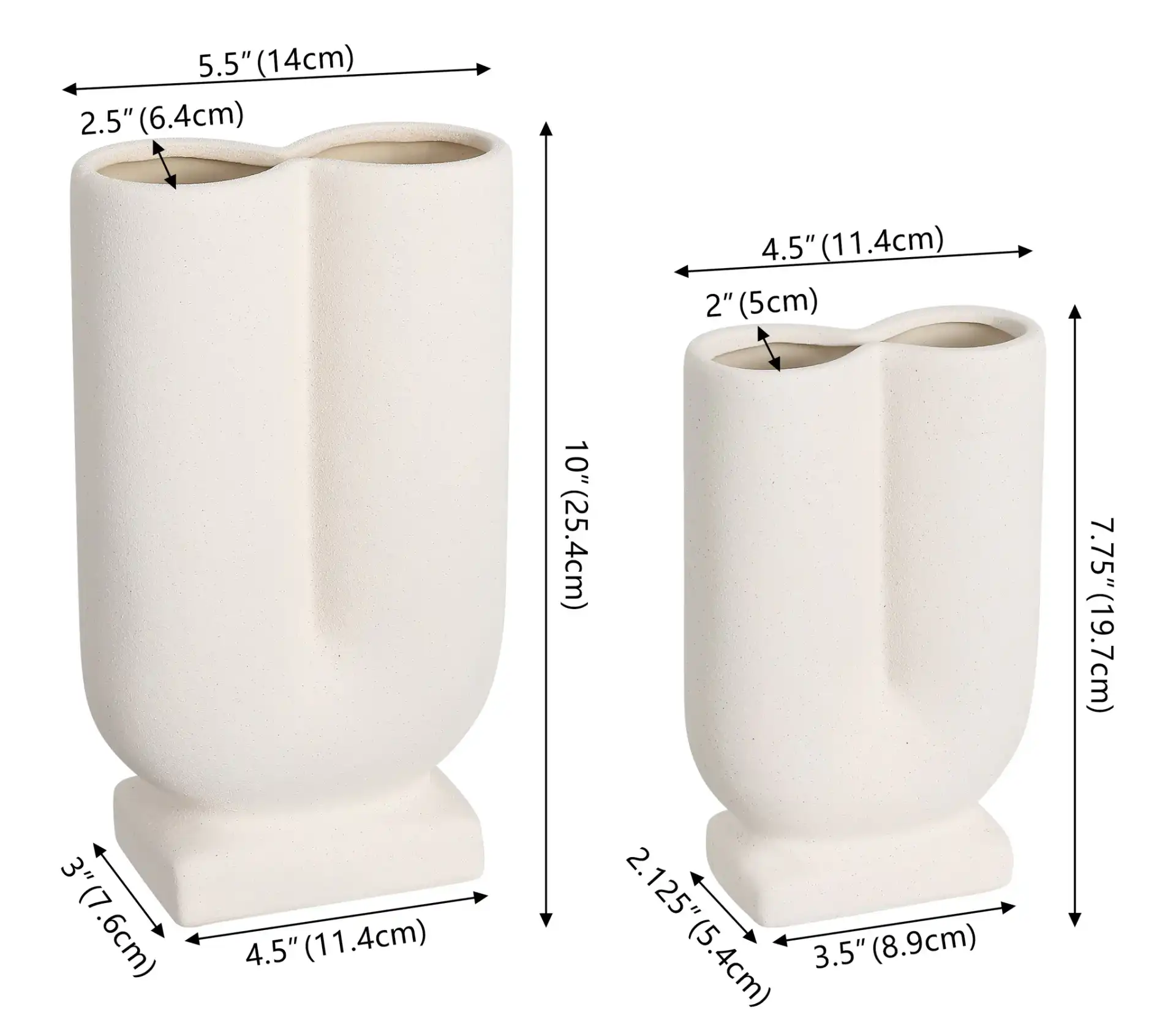 Sora Sculpture Vase ( Set Of 2 ) in Creme, detail view