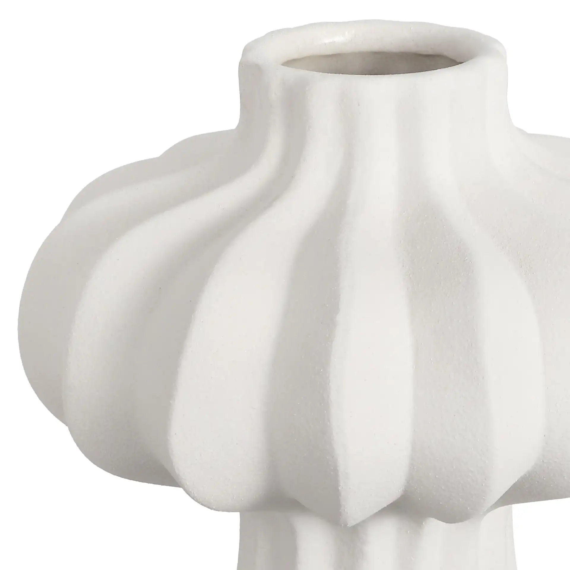 Frola Ribbed Vase ( Set Of 2 ) in Off White in a styled room