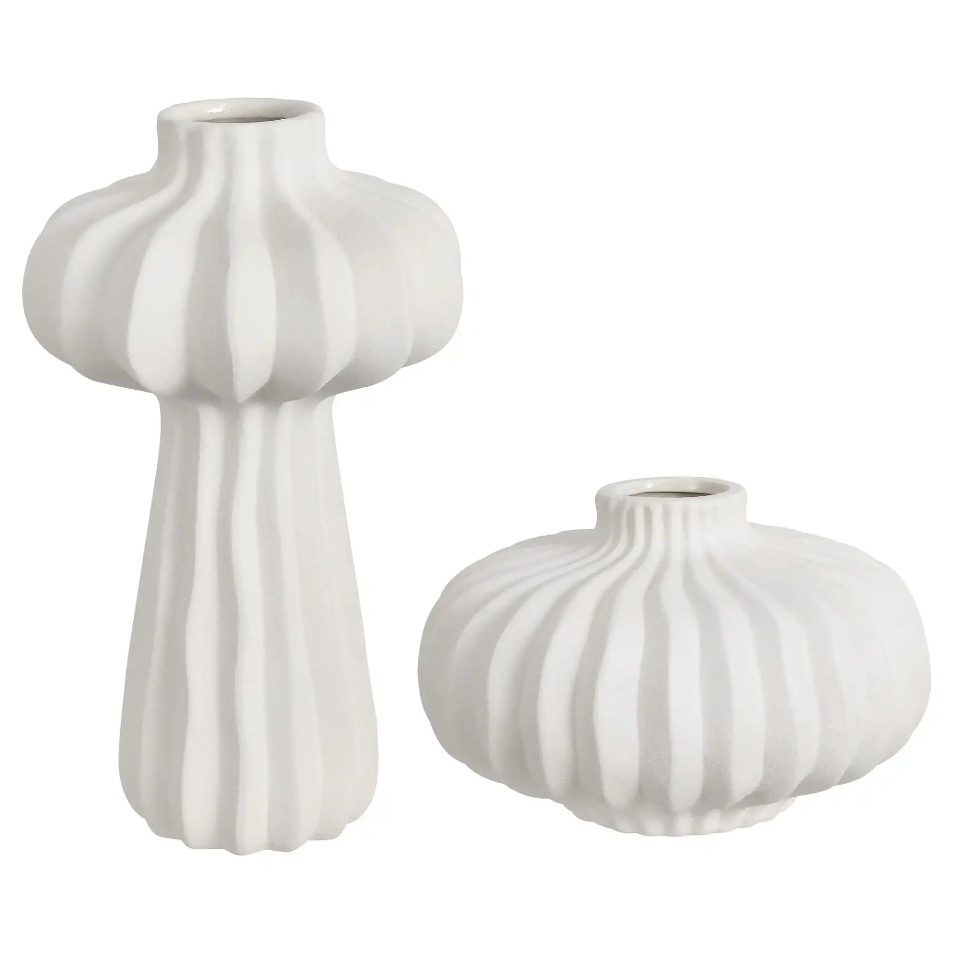 Frola Ribbed Vase ( Set Of 2 ) in Off White