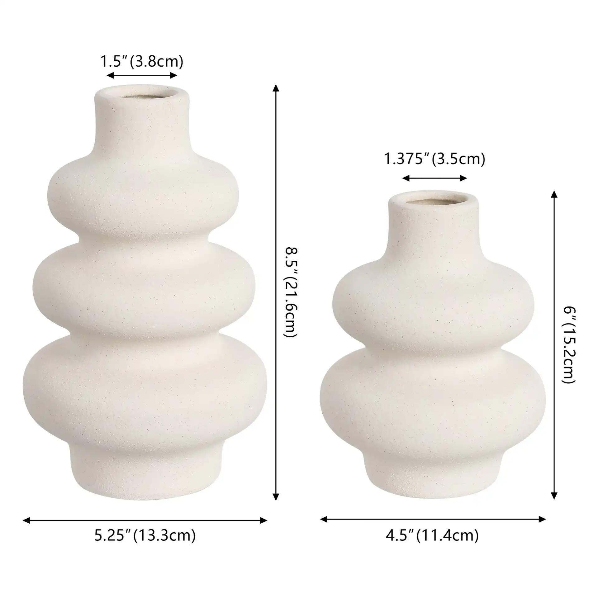 Wava Wavy Vase ( Set Of 2 ) in Off White, detail view