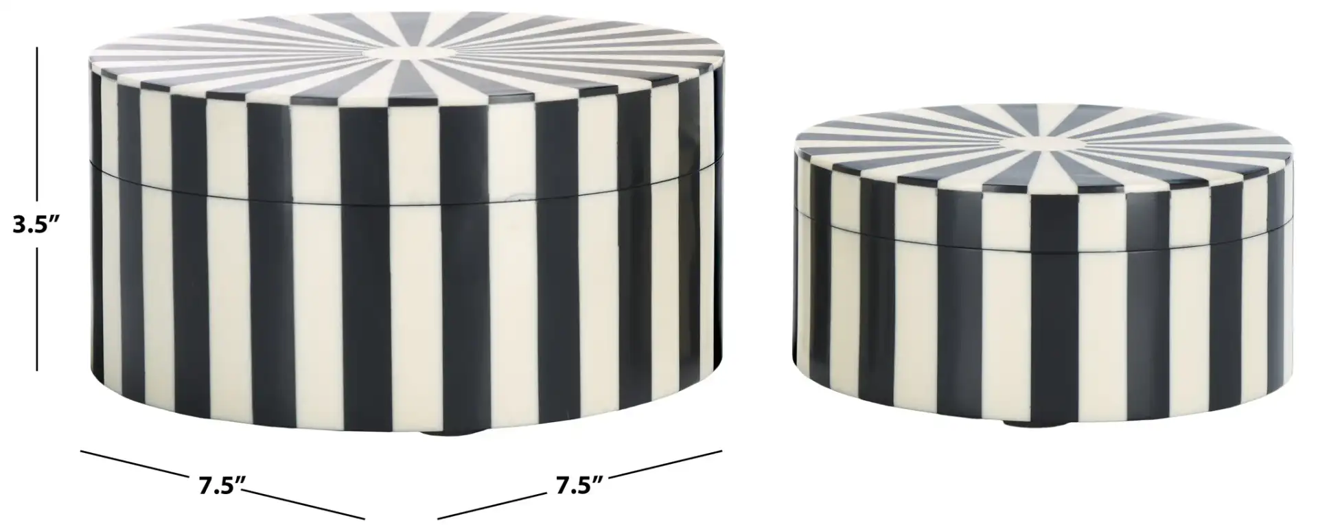 Charli Decor Box (Set of 2) in Black / Ivory, detail view