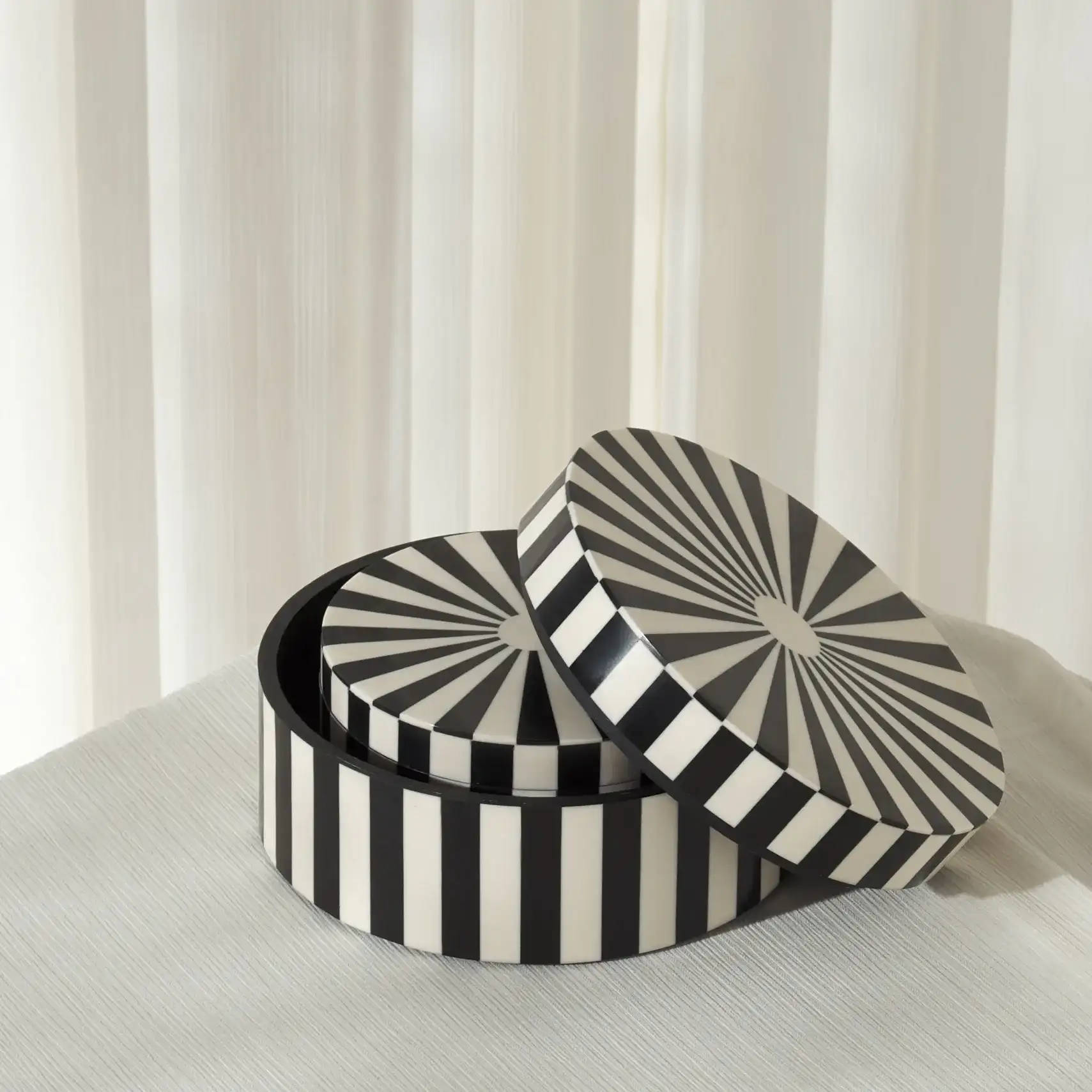 Charli Decor Box (Set of 2) in Black / Ivory in a styled room