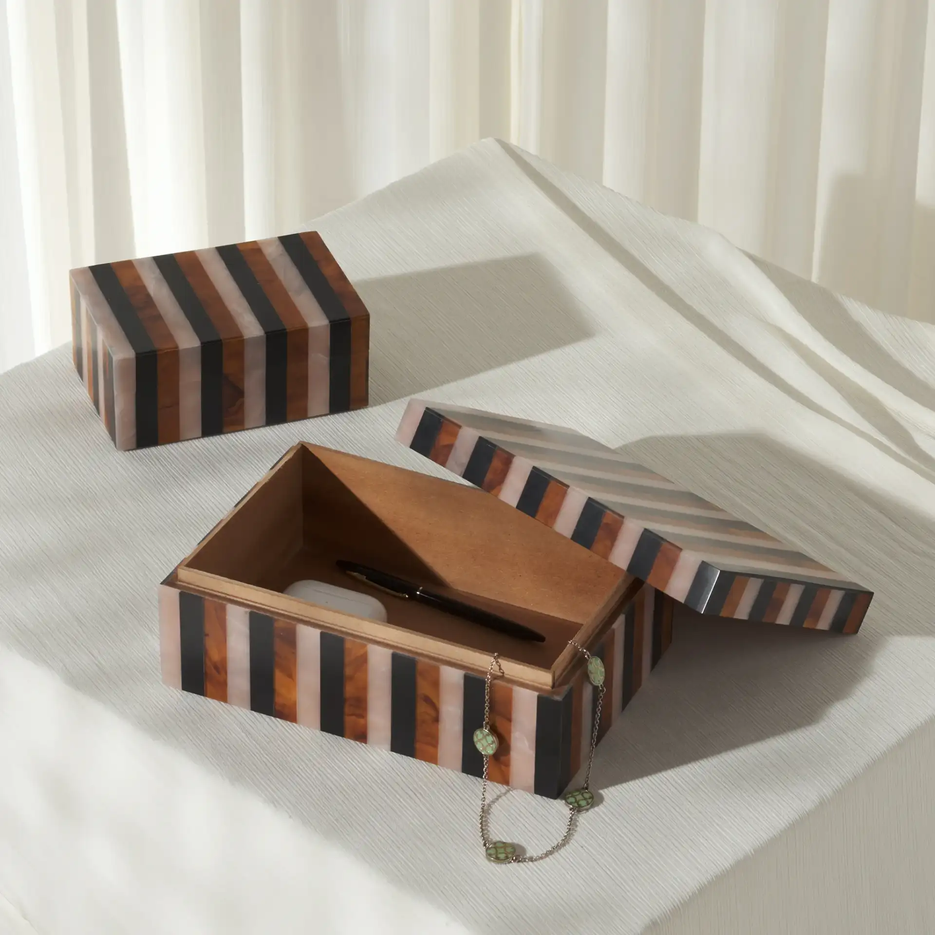 Ina Decor Box (Set Of 2) in Black / Brown in a styled room