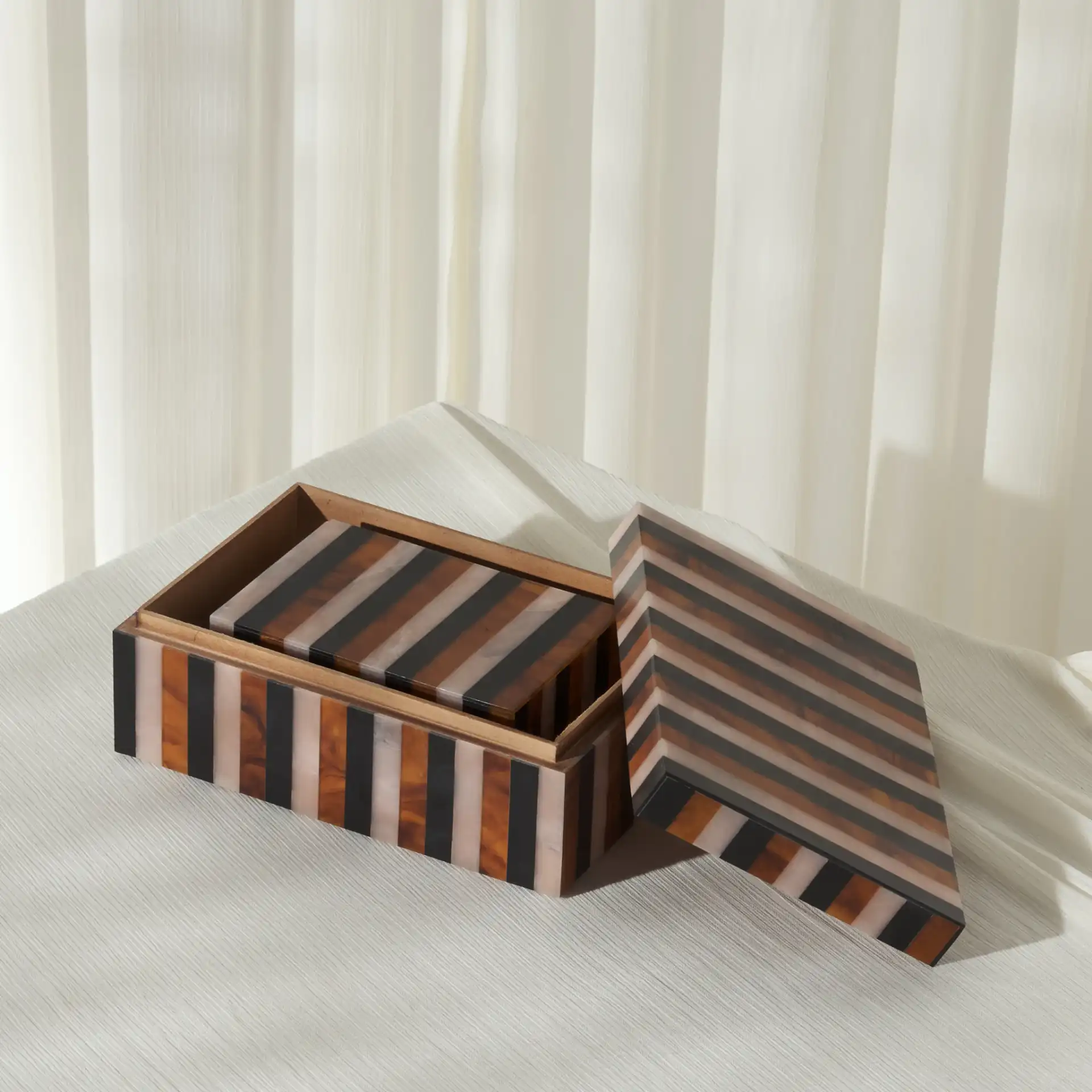 Ina Decor Box (Set Of 2) in Black / Brown in a styled room