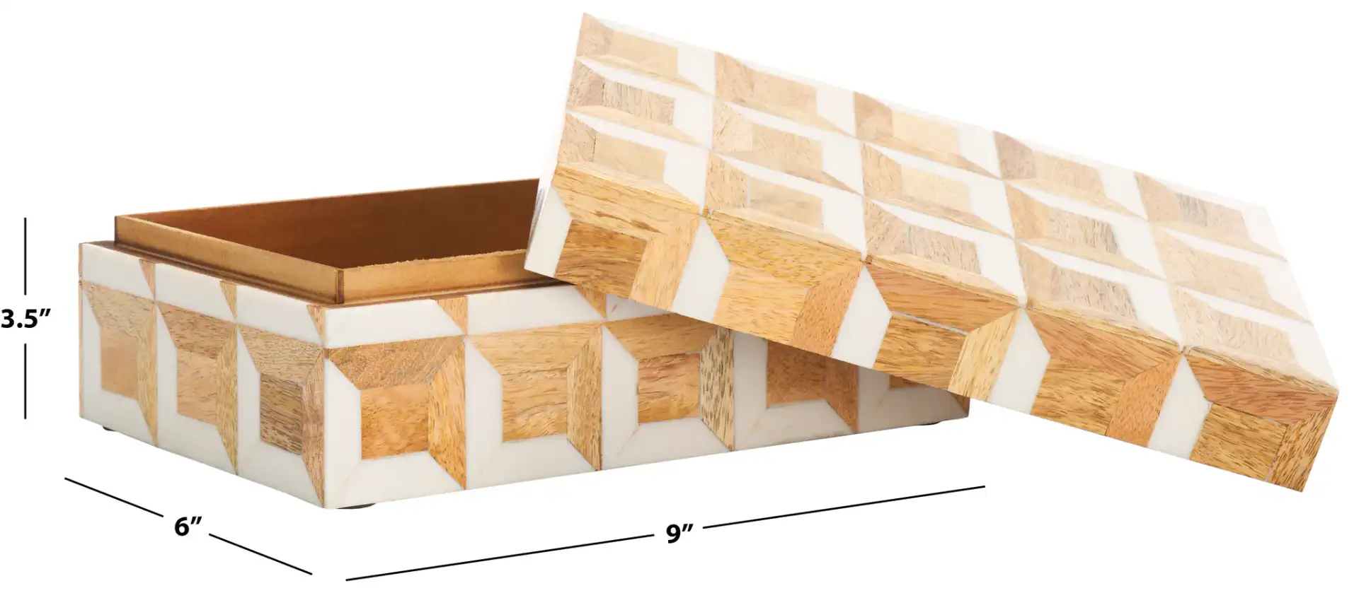 Lori Decor Box (Set Of 2) in Antique Ivory / Natural Brown, detail view