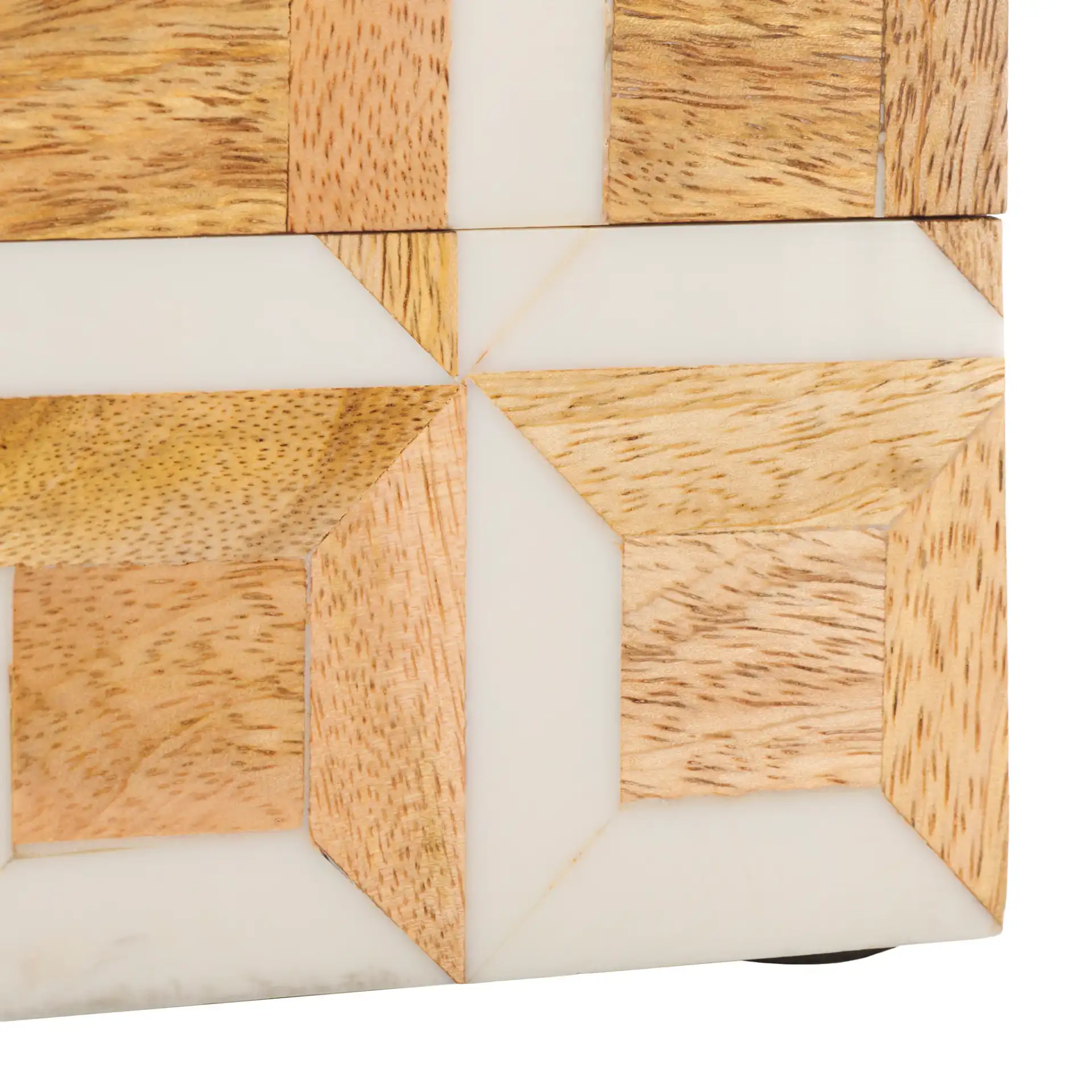 Lori Decor Box (Set Of 2) in Antique Ivory / Natural Brown, detail view