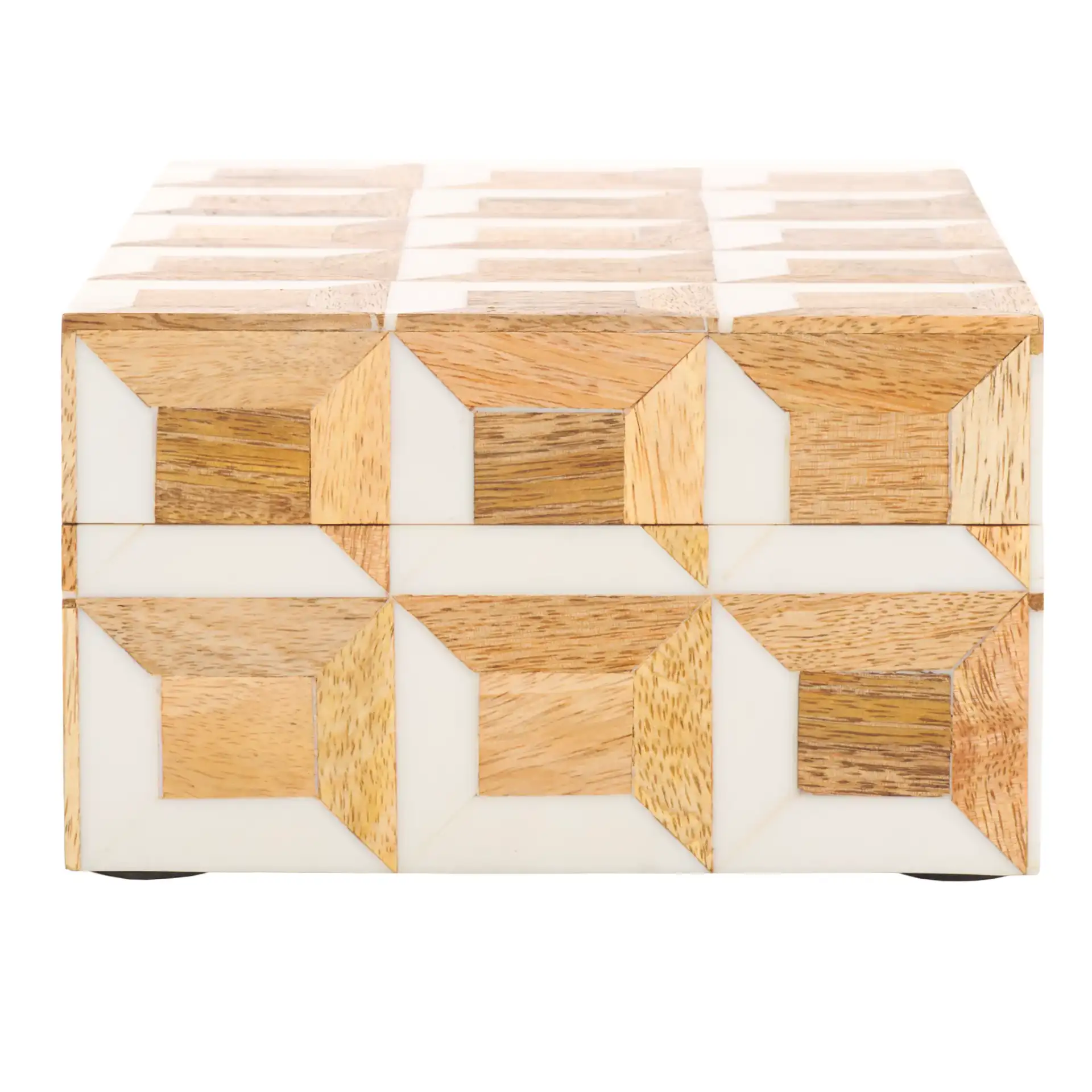 Lori Decor Box (Set Of 2) in Antique Ivory / Natural Brown, detail view
