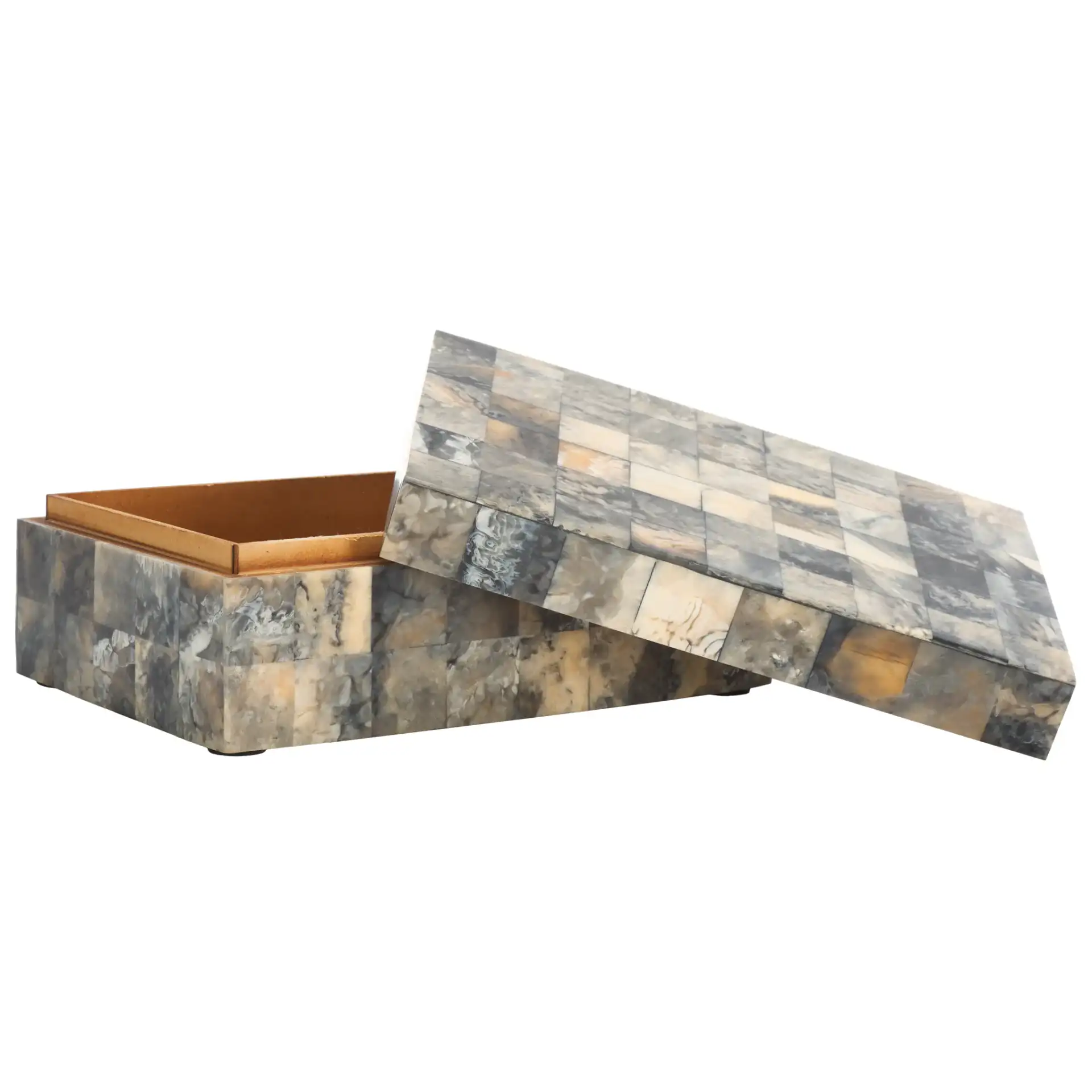 Lori Decor Box (Set Of Two) in Antique Green / Horn, detail view