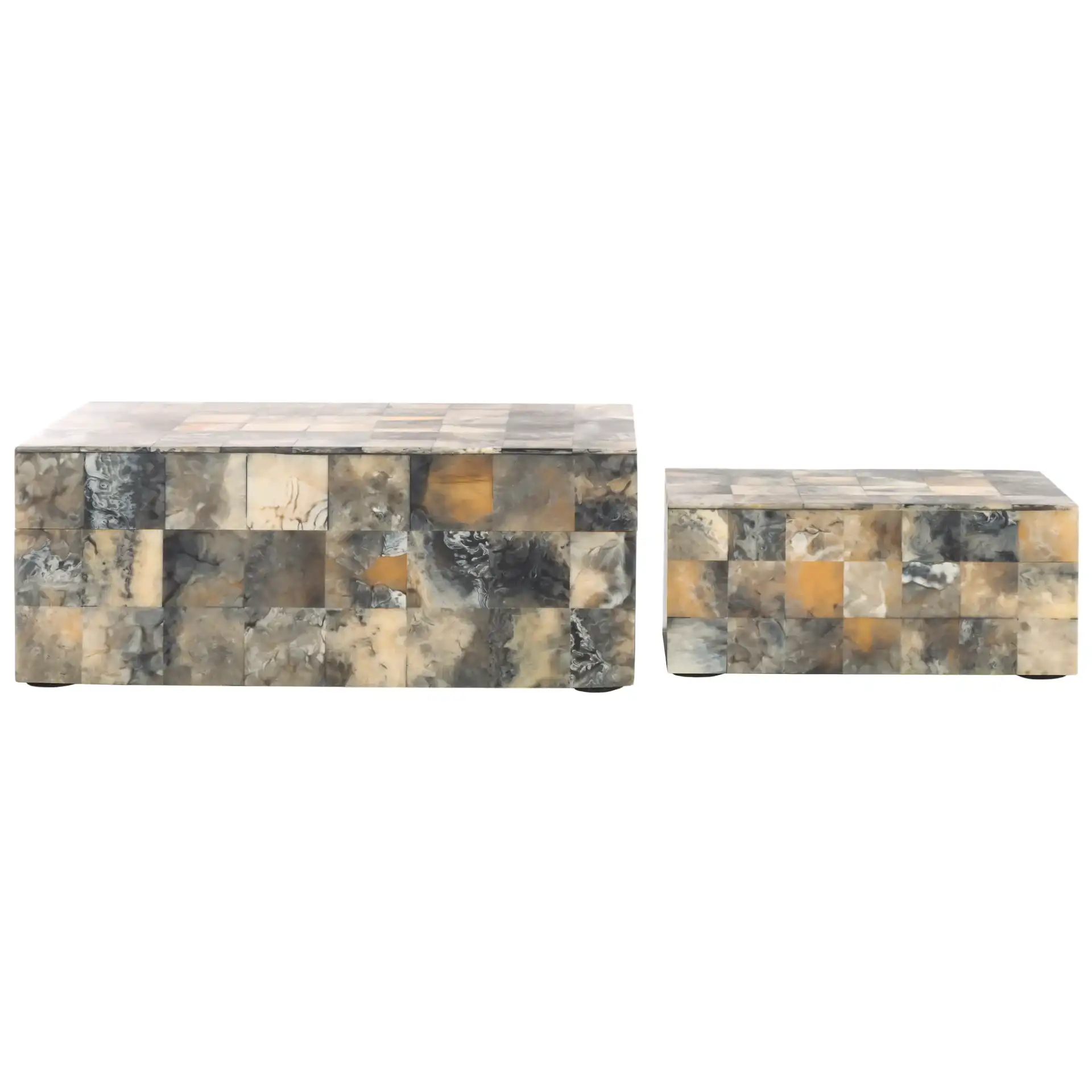 Lori Decor Box (Set Of Two) in Antique Green / Horn, detail view