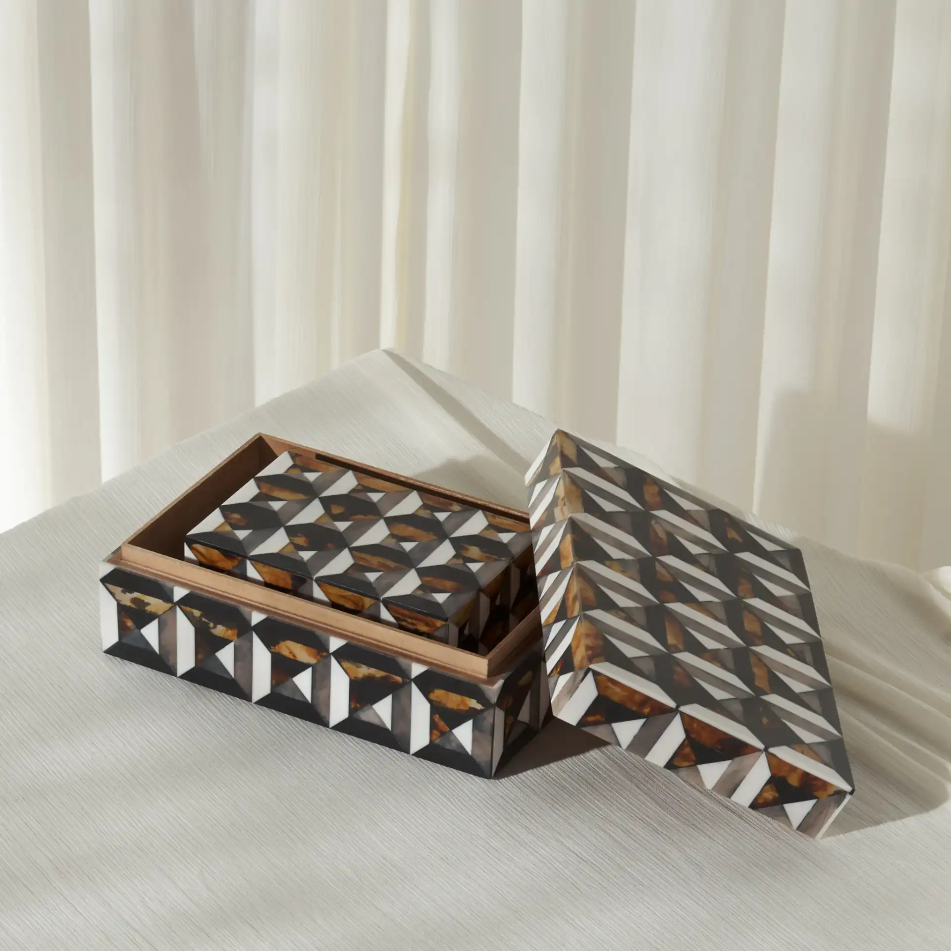 Ani Decor Box (Set Of 2) in Ivory / Brown in a styled room