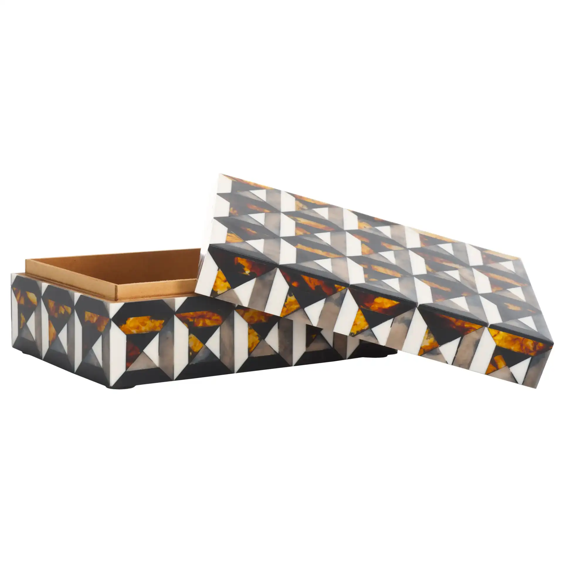 Ani Decor Box (Set Of 2) in Ivory / Brown, detail view