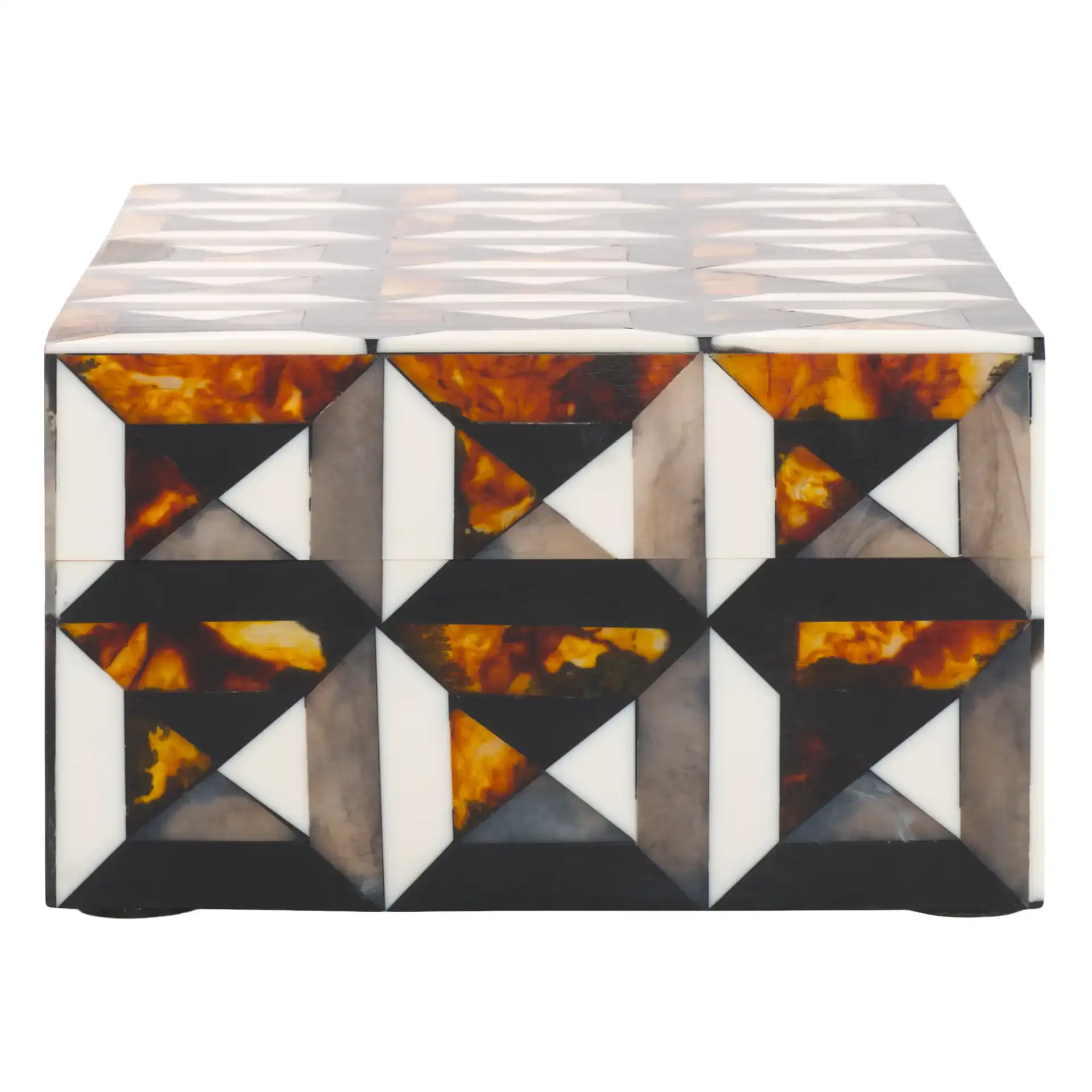 Ani Decor Box (Set Of 2) in Ivory / Brown, detail view