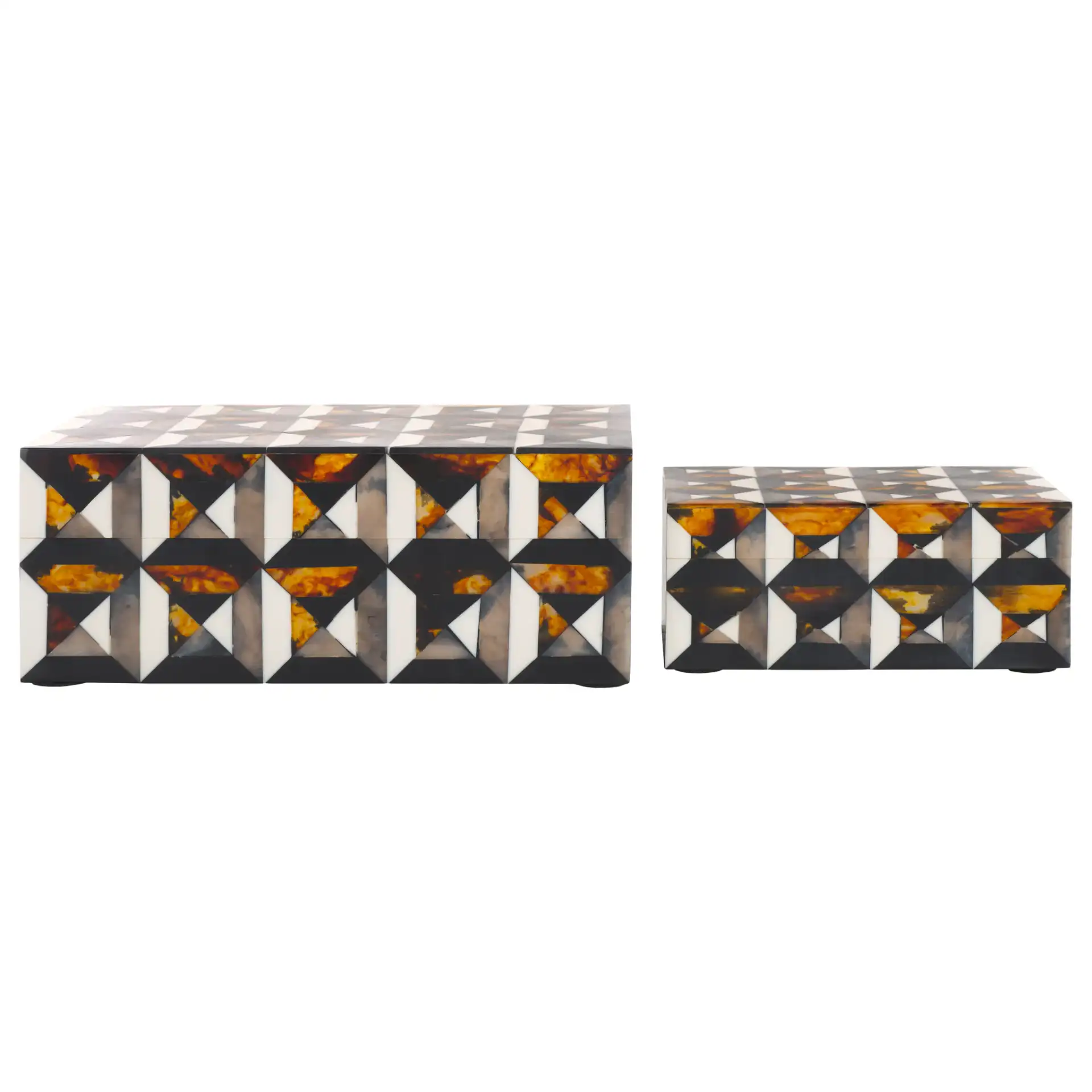 Ani Decor Box (Set Of 2) in Ivory / Brown, detail view