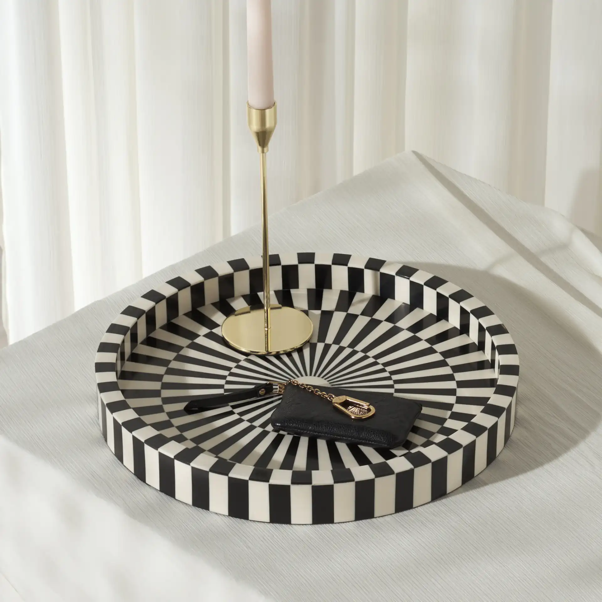 Charli Tray in Black / Ivory in a styled room