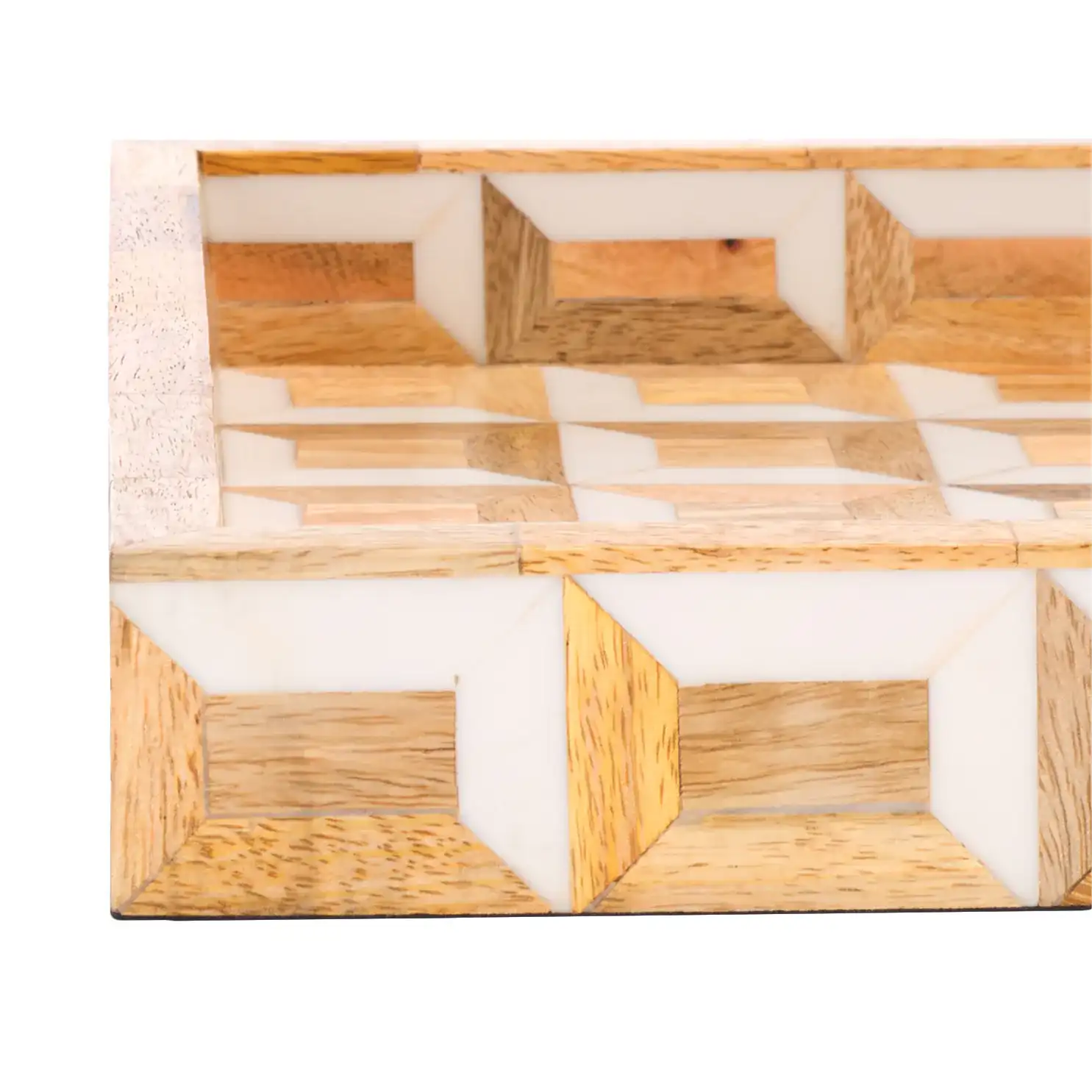 Aria Two-Piece Tray Set in Antique Ivory / Natural Brown in a styled room