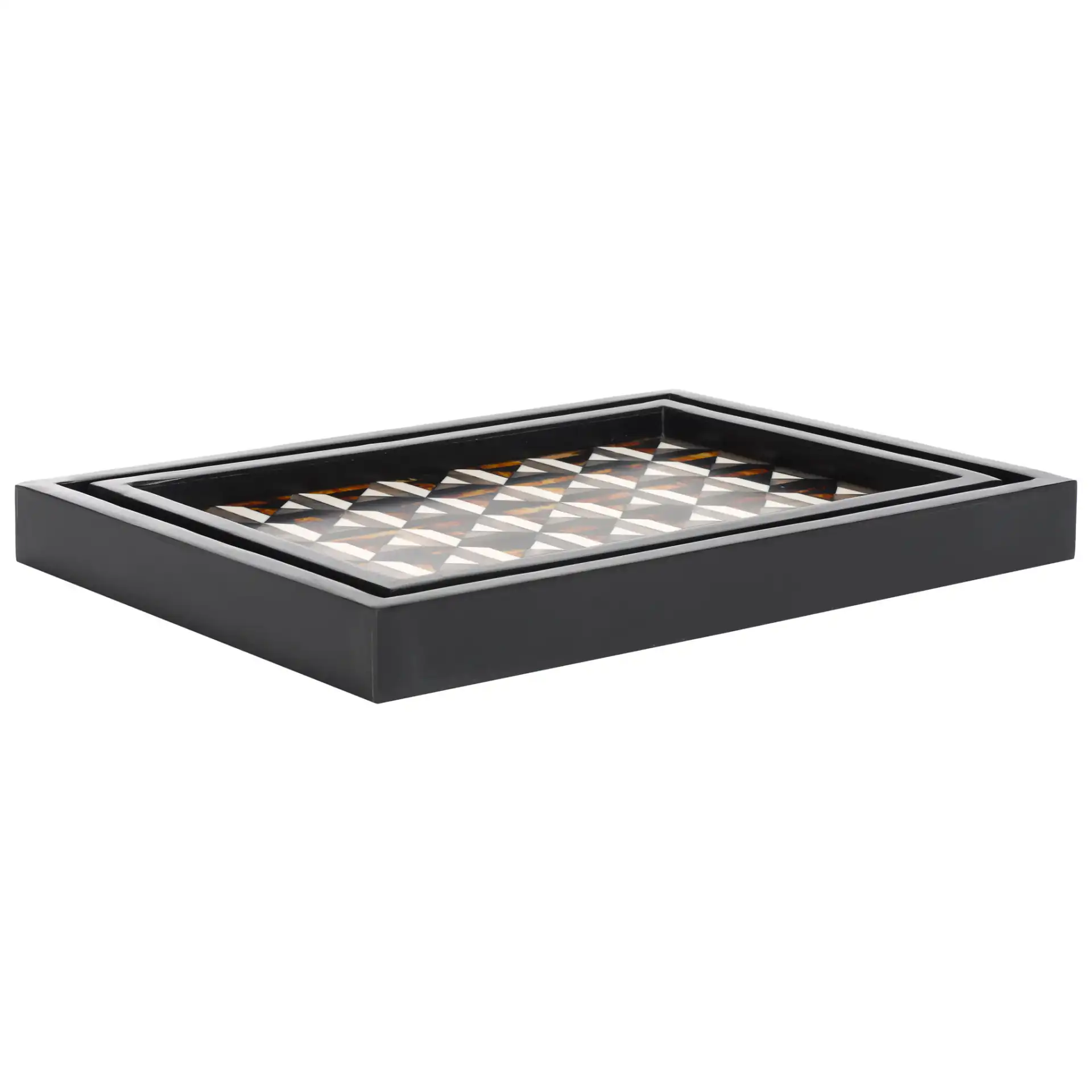 Ani Two-Piece Tray Set in Ivory / Brown, detail view