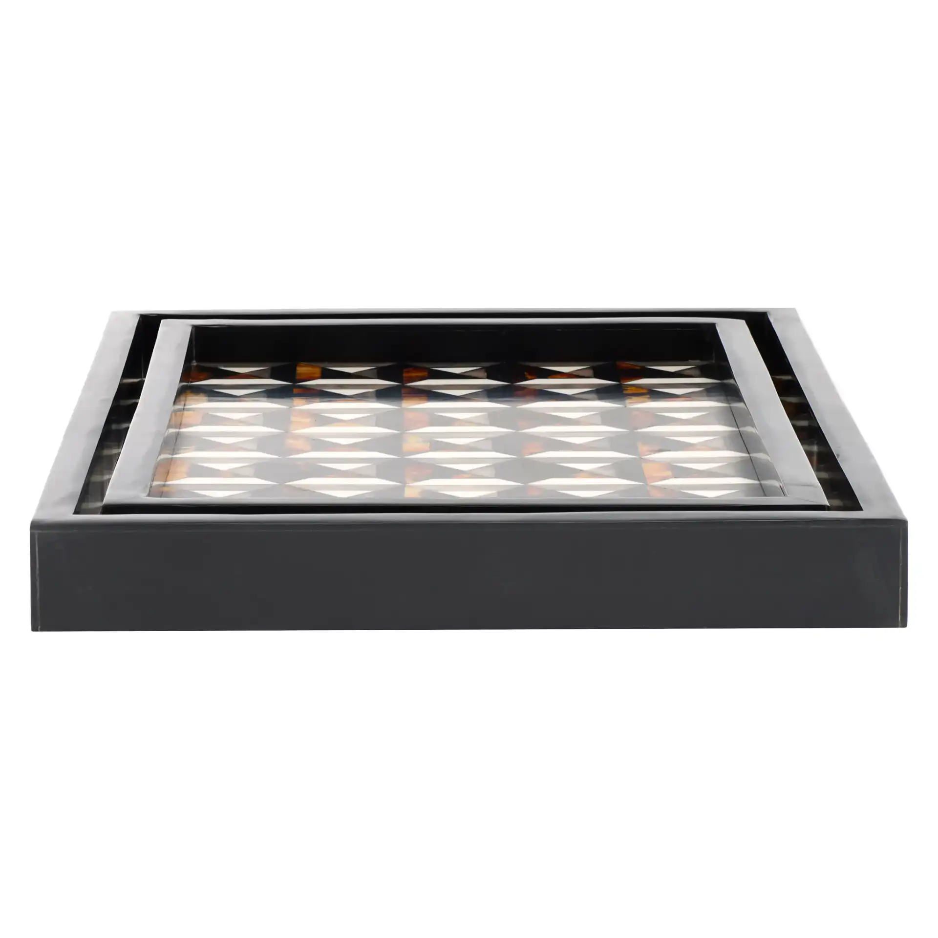 Ani Two-Piece Tray Set in Ivory / Brown, detail view