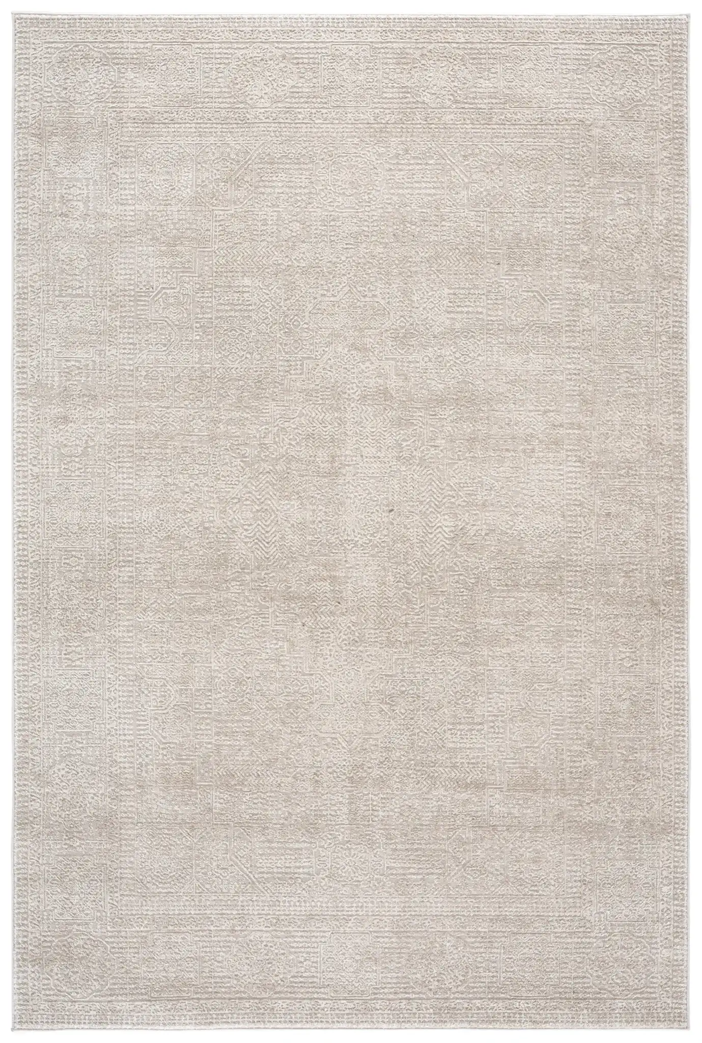 Reflection Evoke Distressed Medallion Rug in Ivory / White
