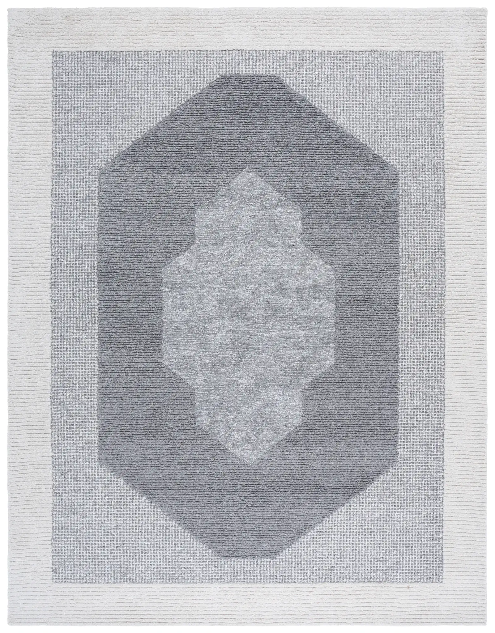 Renewal Concentric Medallion Hand-Tufted Rug in Dark Gray / Ivory