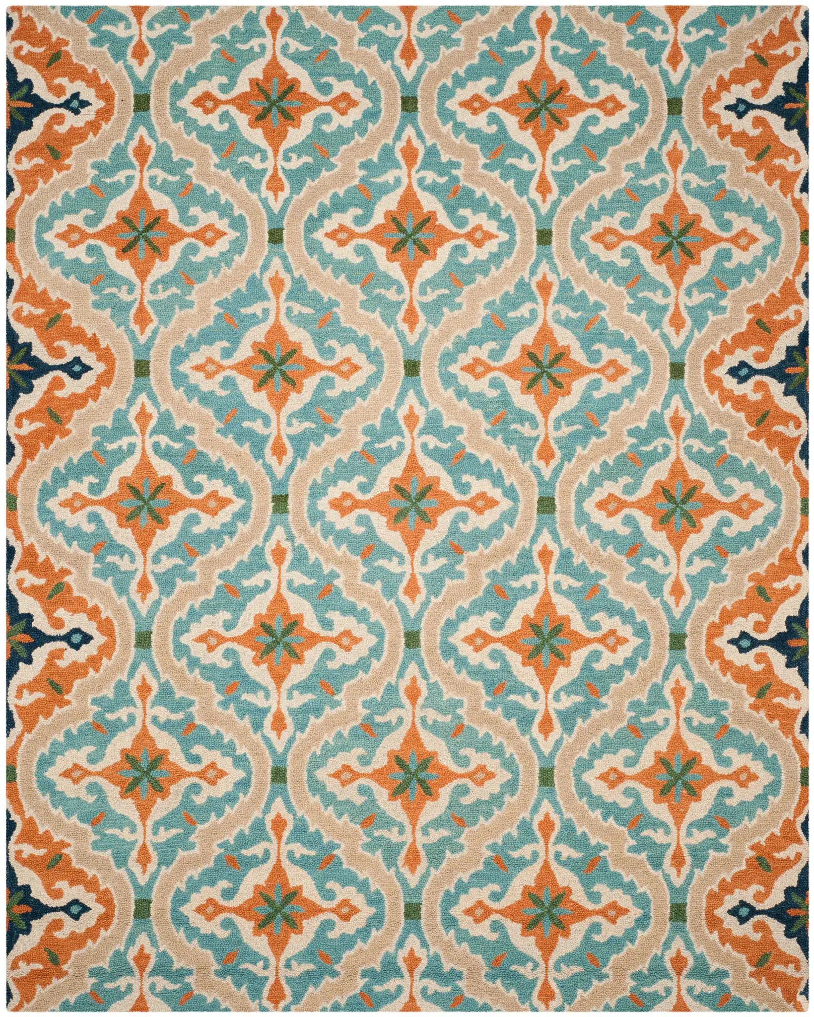 Roslyn Ogee Hand-Tufted Wool Rug in Blue / Beige