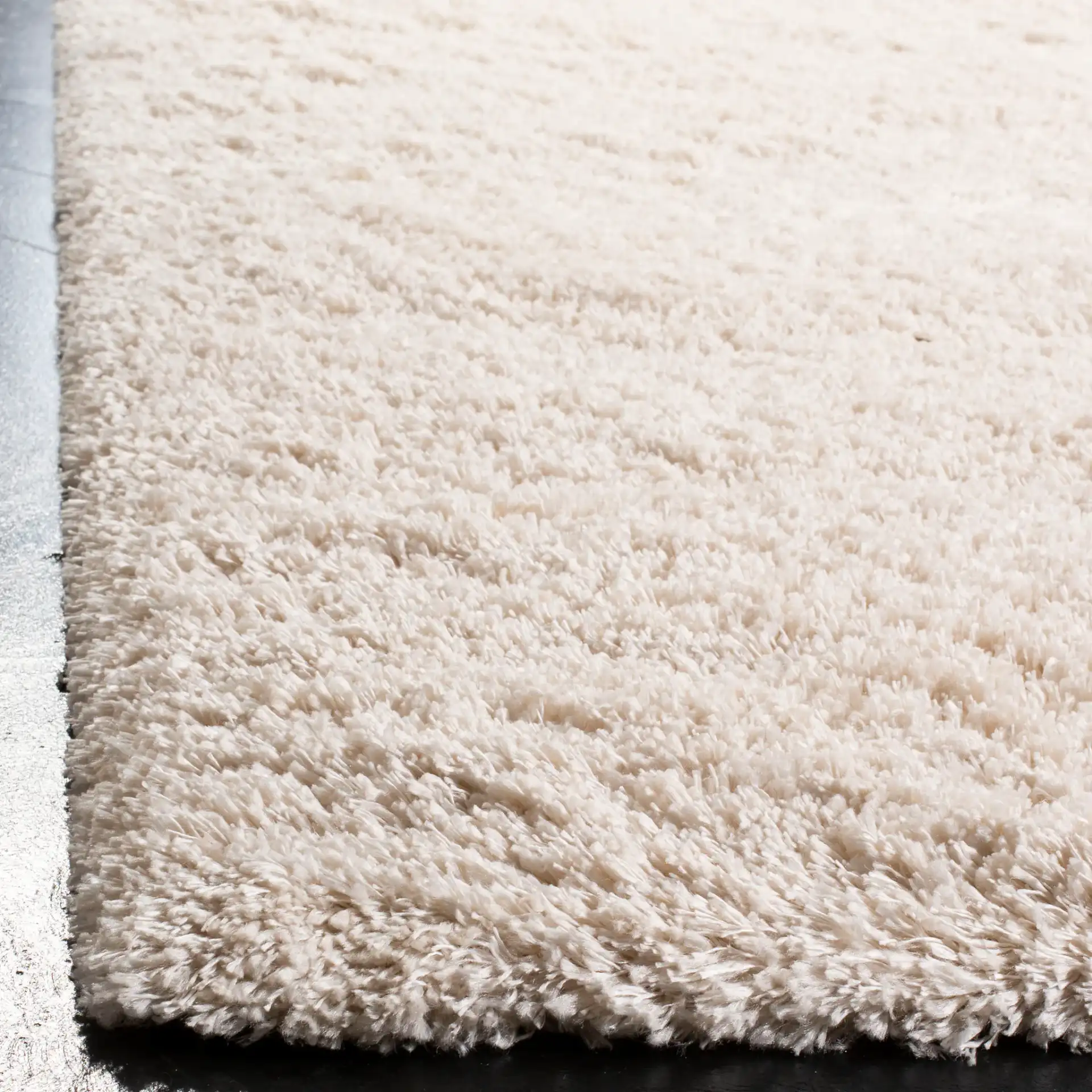 Royal Solid Tonal Shag Rug in Beige in a styled room