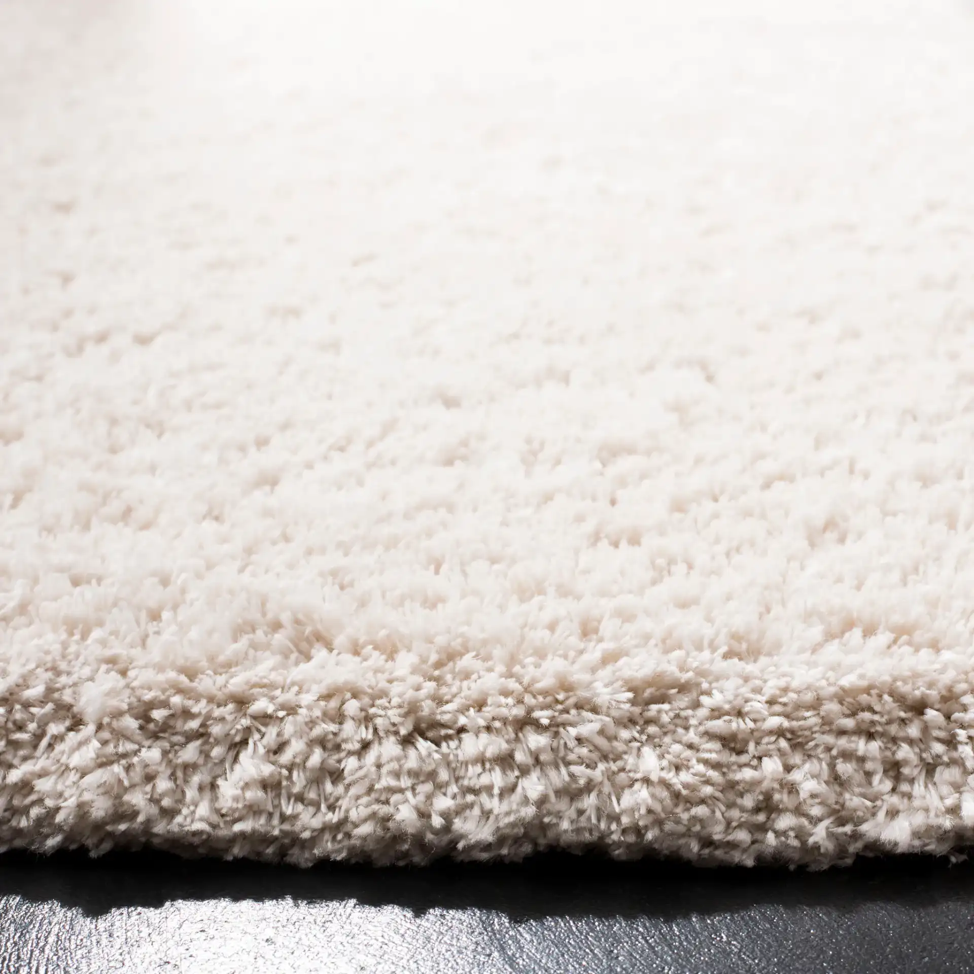 Royal Solid Tonal Shag Rug in Beige in a styled room