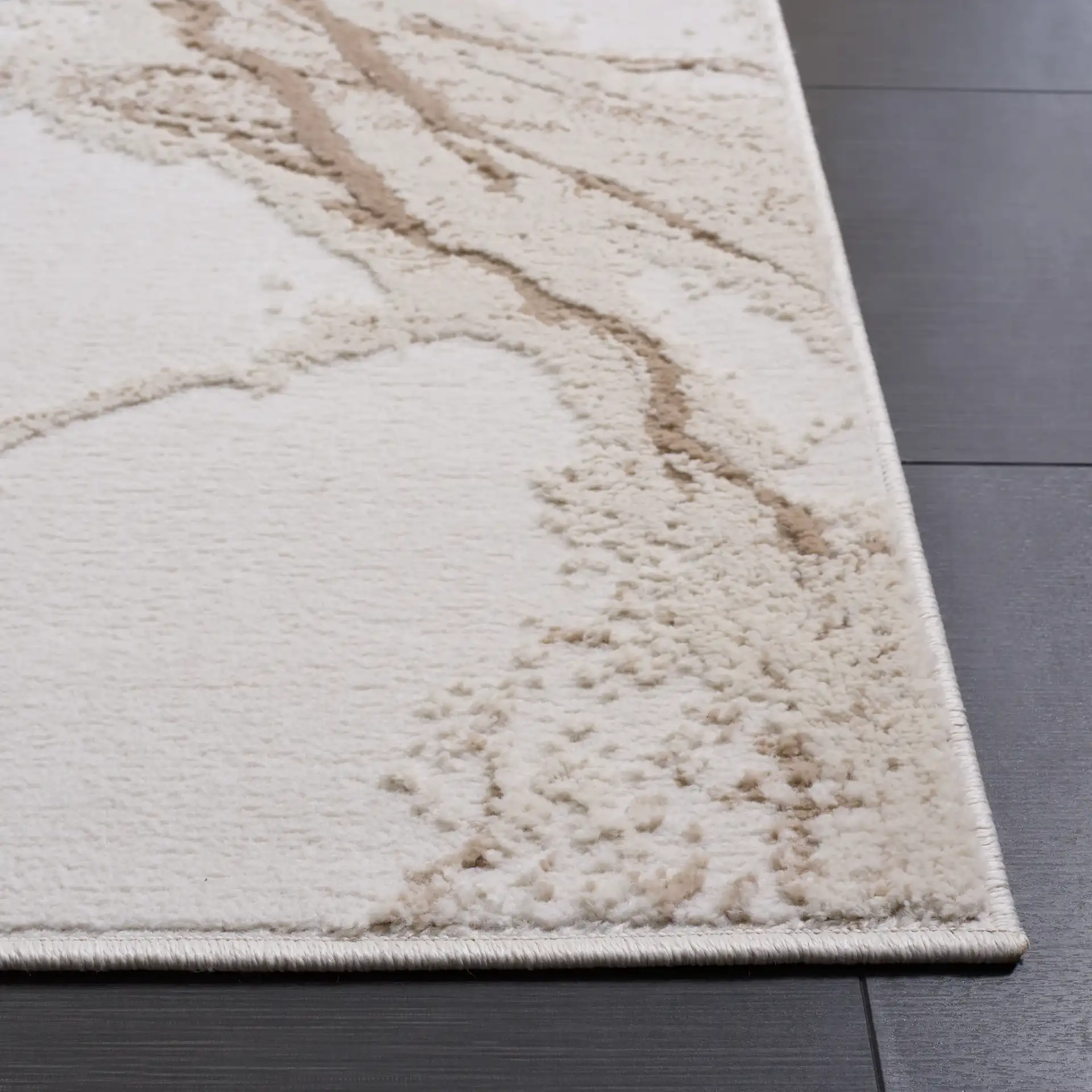 Sable Marble Rug in Ivory / Beige in a styled room