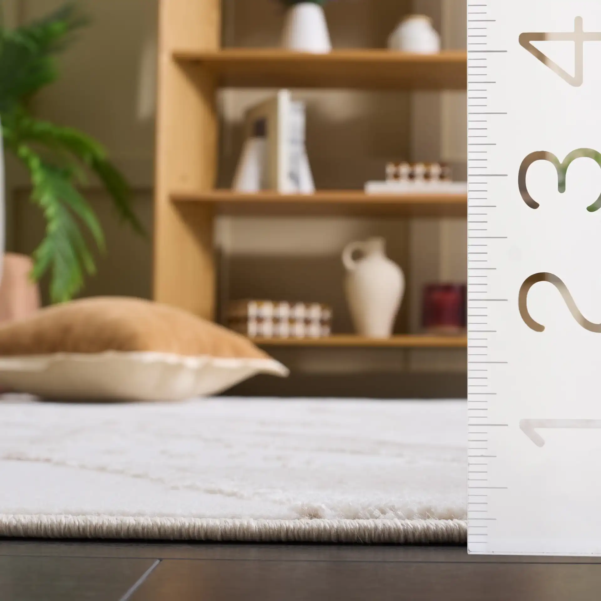 Sable Marble Rug in Ivory / Beige in a styled room