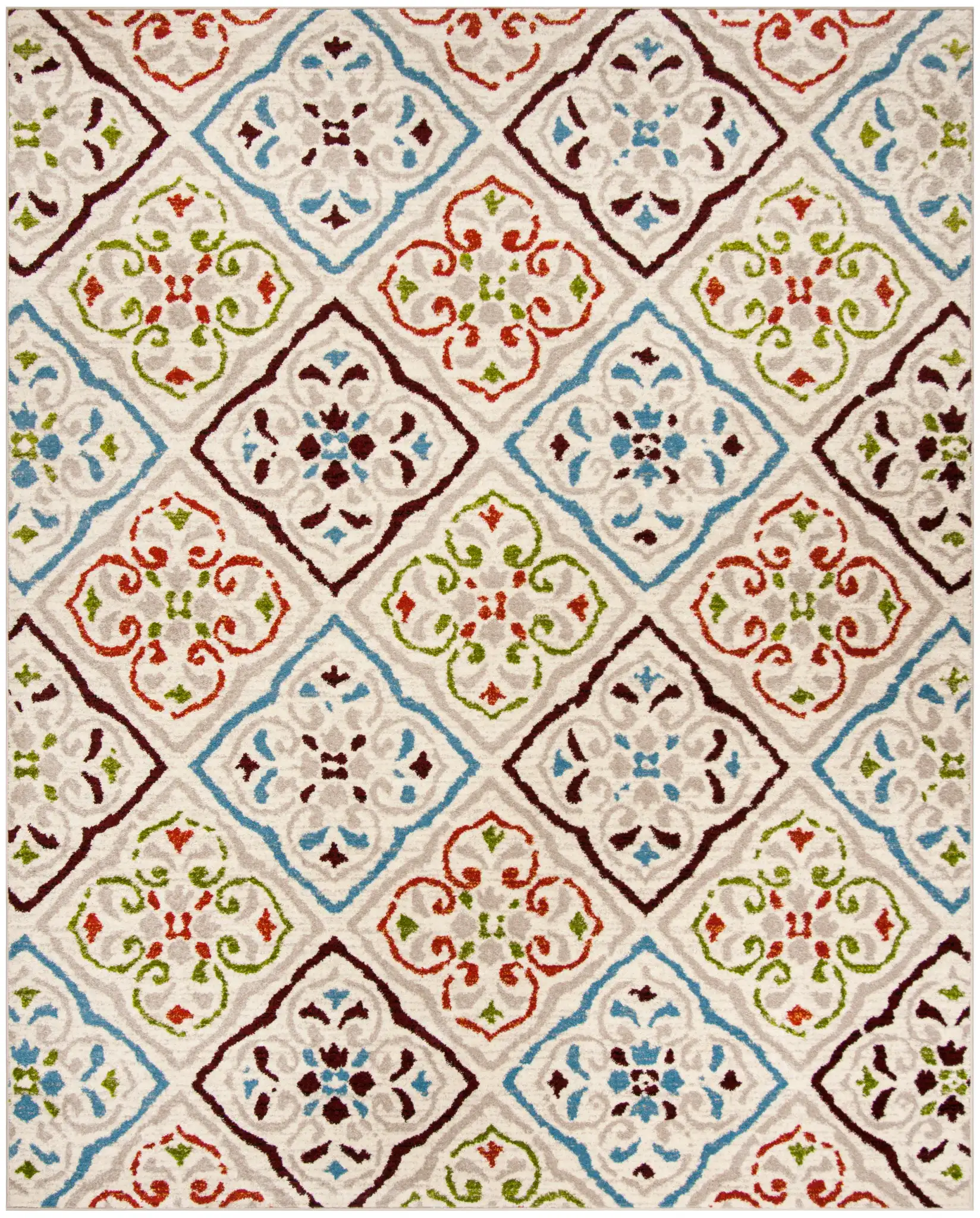 Sagamore Tile Lattice Rug in Light Gray / Terracotta