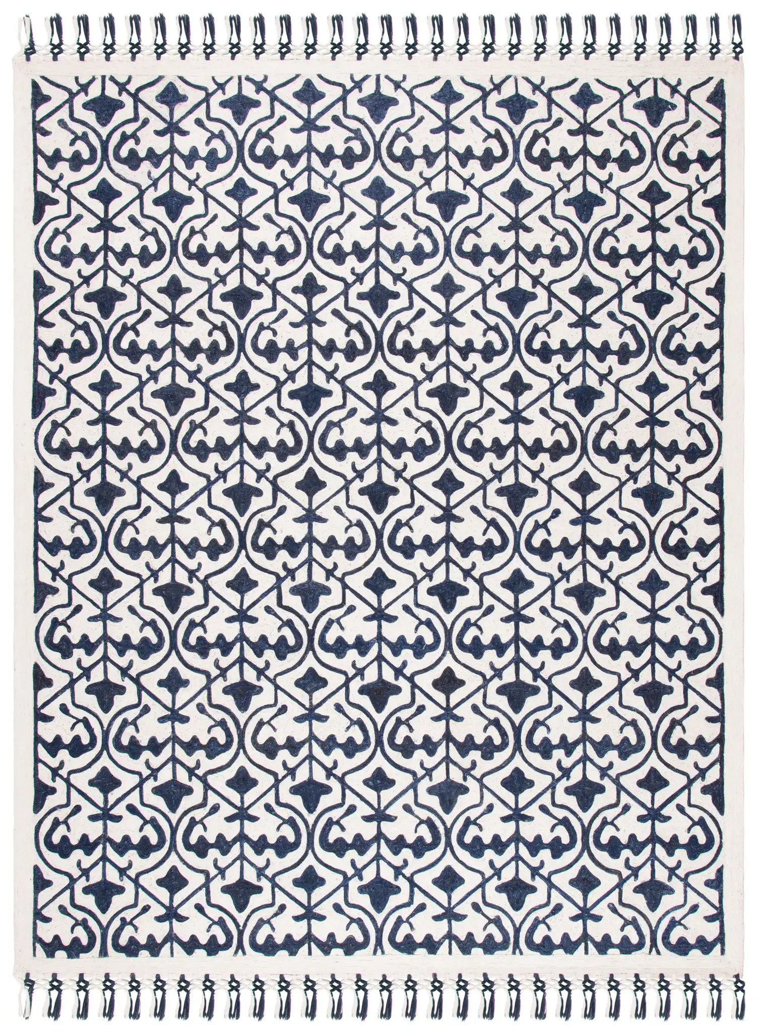 Sahara Trellis Hand-Tufted Rug in Navy / Ivory