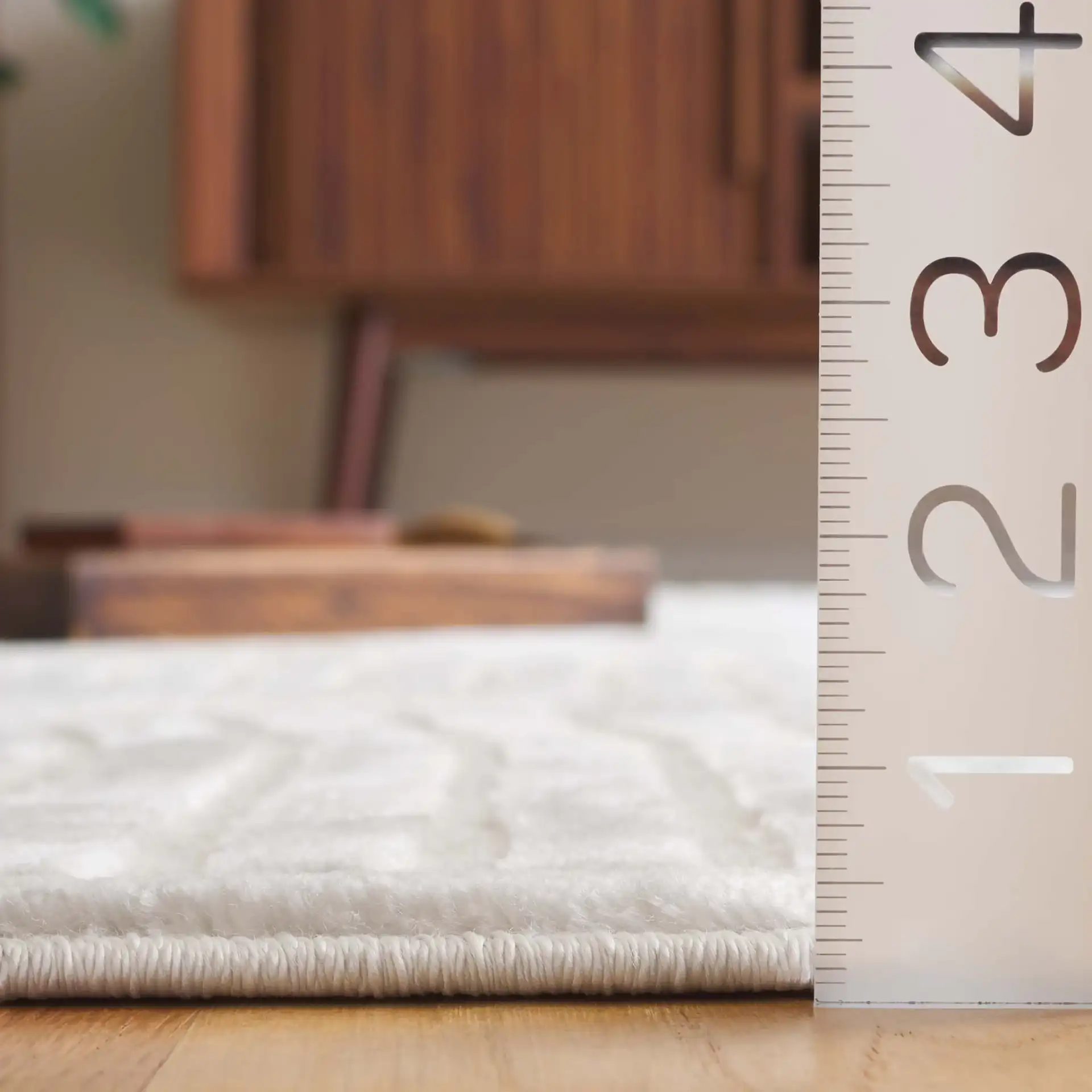 Saylor Concentric Arch Rug in Ivory in a styled room