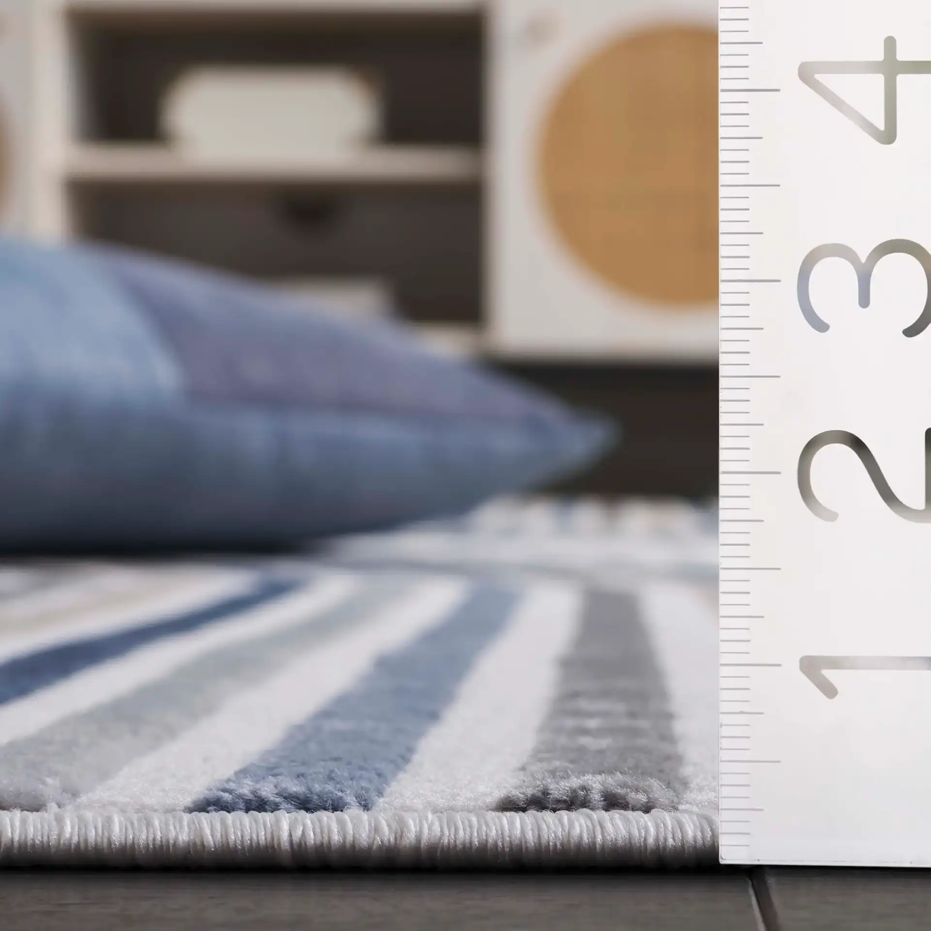 Saylor Nested Arch Rug in Ivory / Blue Gray in a styled room