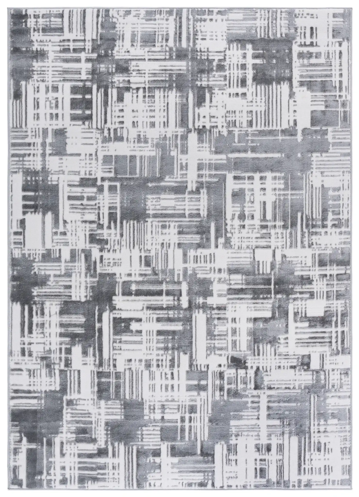 Saylor Abstract Grid Rug in Ivory / Dark Gray