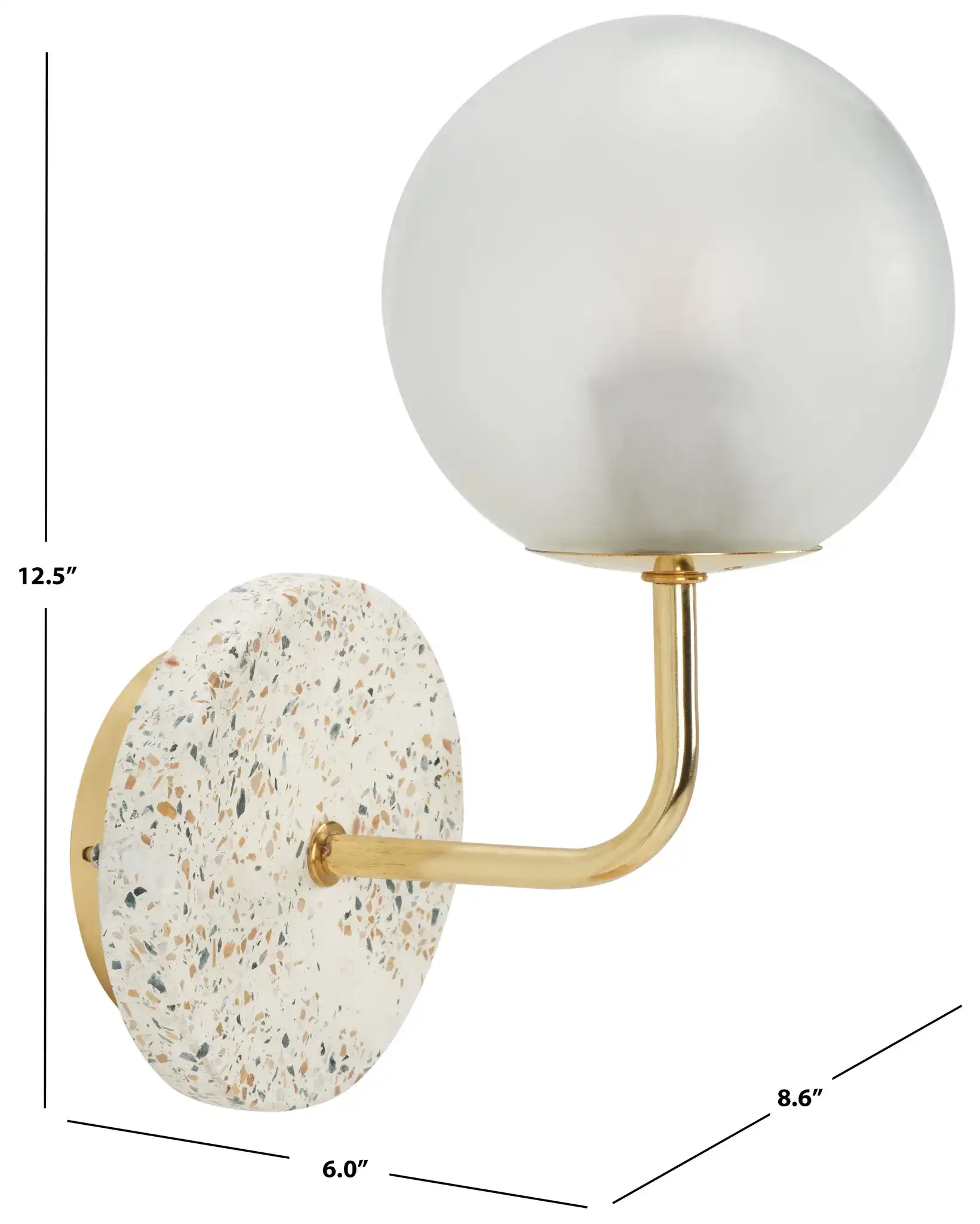 Nicolai Wall Sconce in White / Gold, detail view