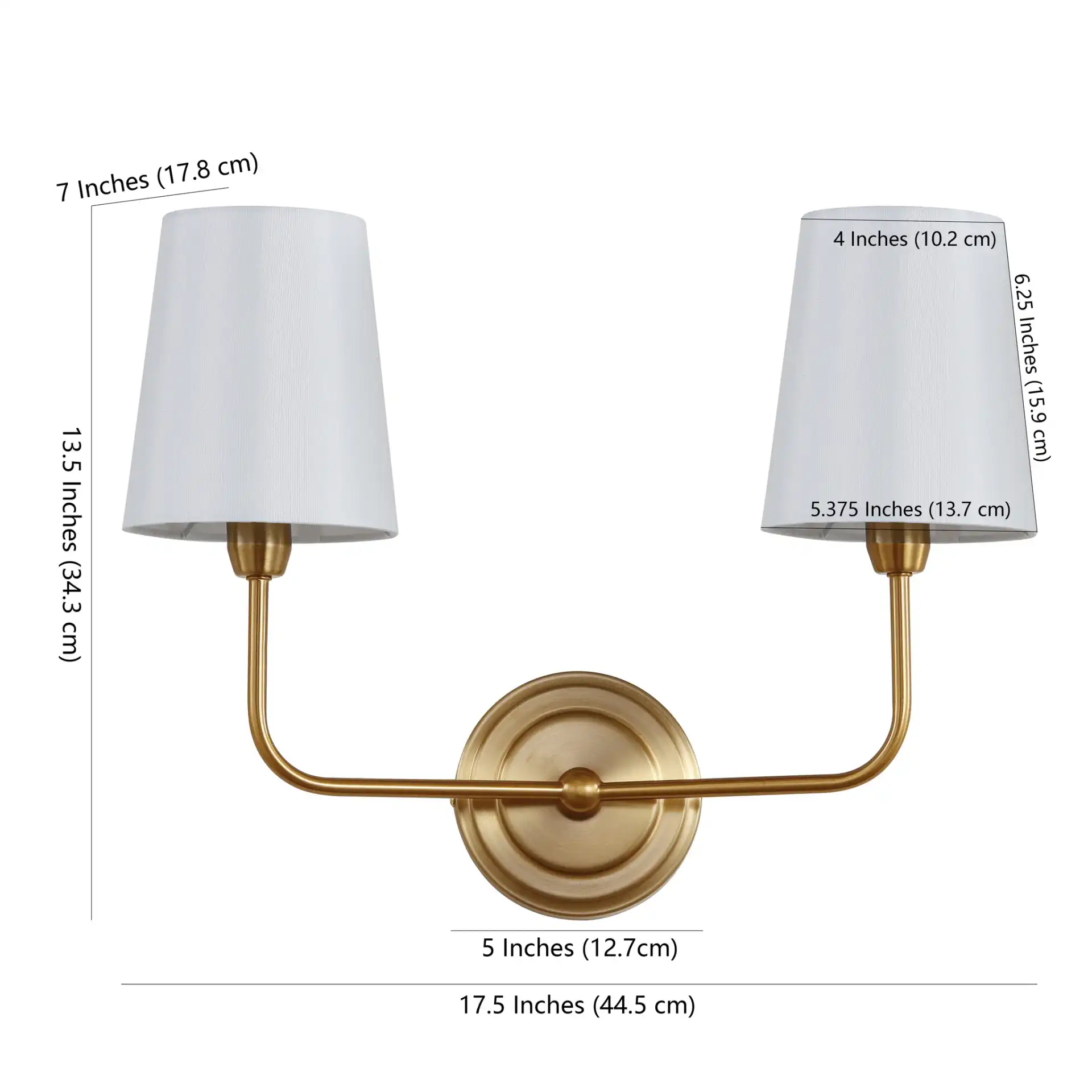 Ezra Two-Light Wall Sconce in Brass, detail view