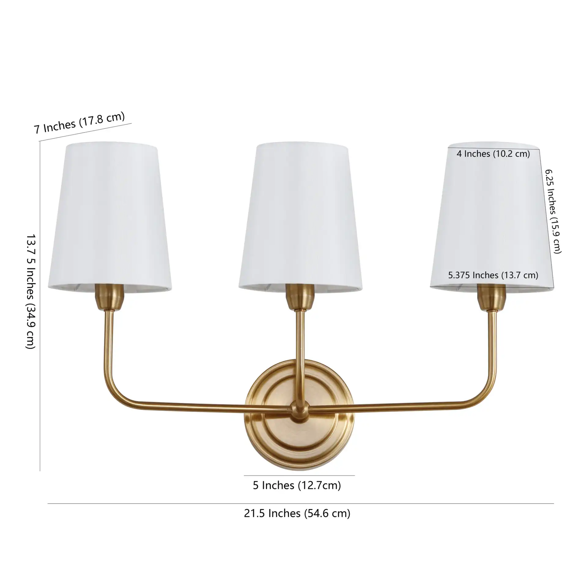 Sawyer Three-Light Wall Sconce in Brass, detail view
