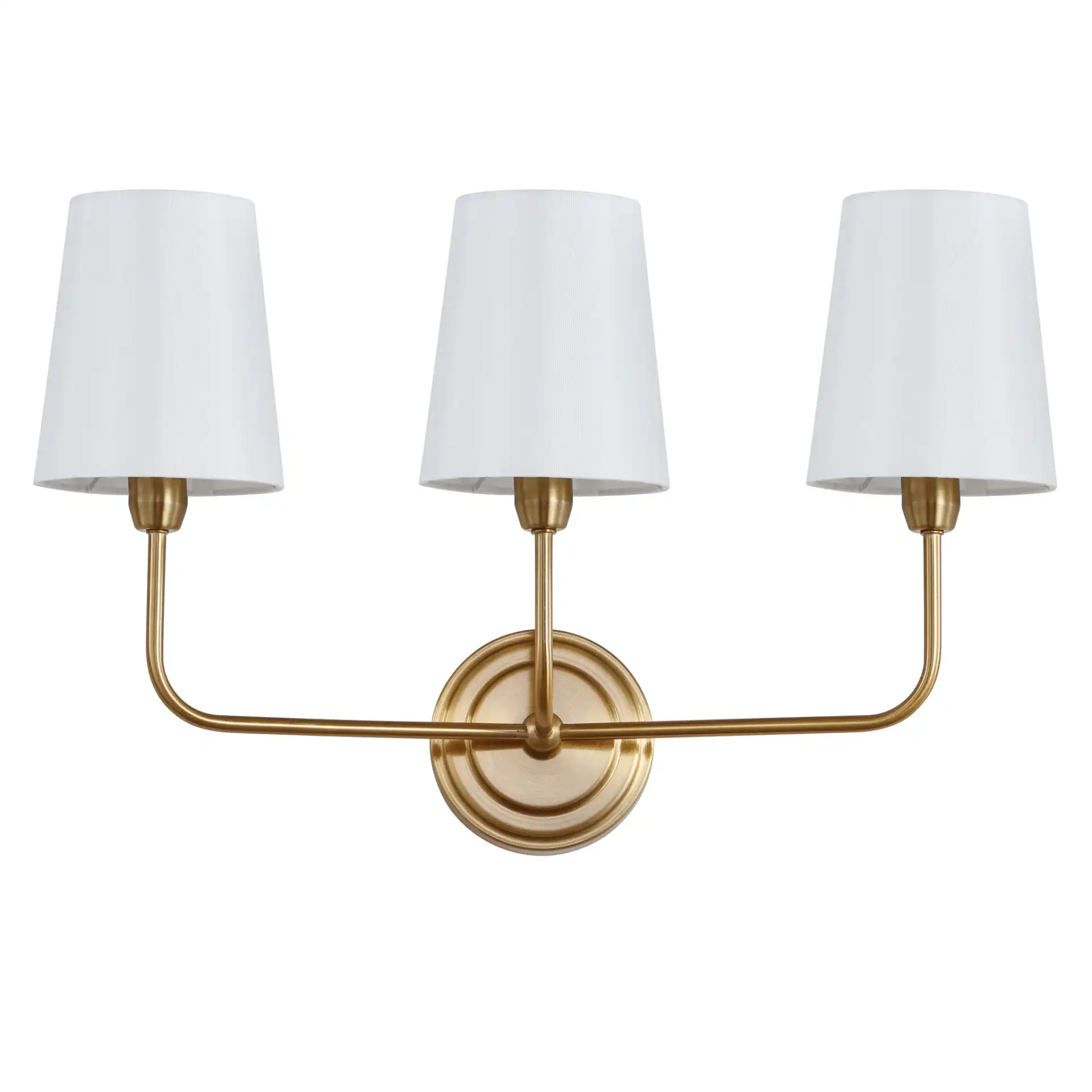 Sawyer Three-Light Wall Sconce in Brass, detail view