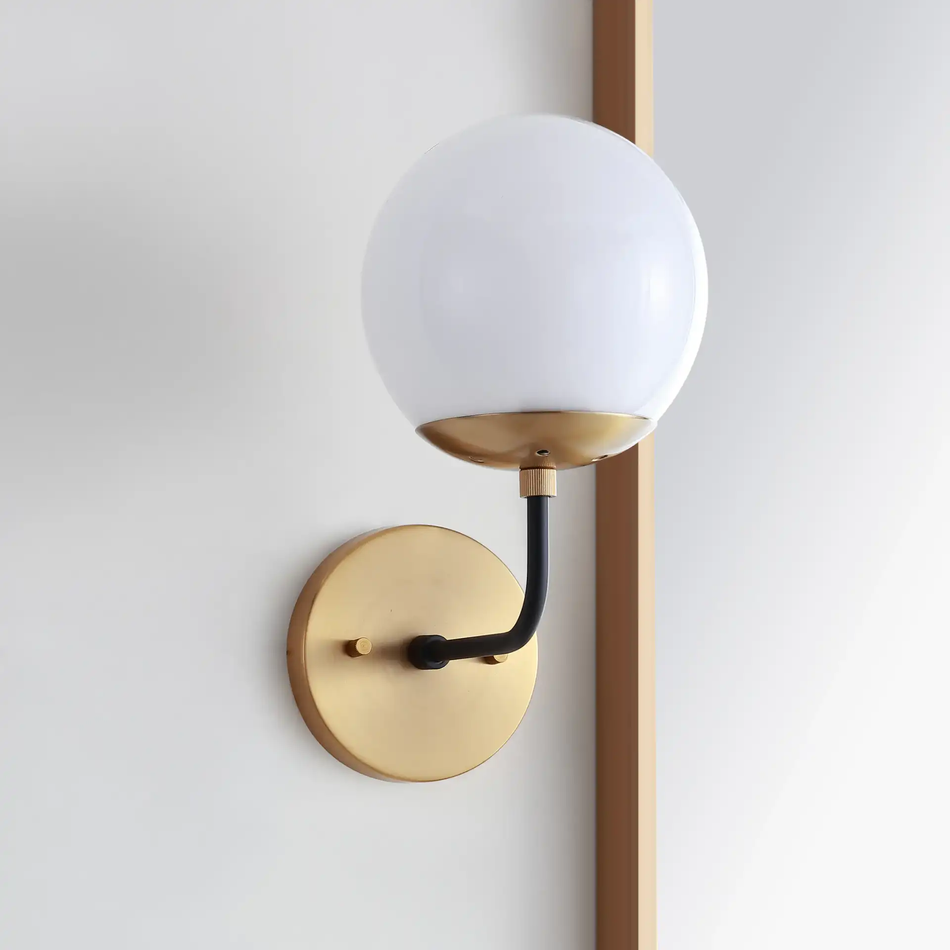 Cayden Wall Sconce in Brown / White, detail view