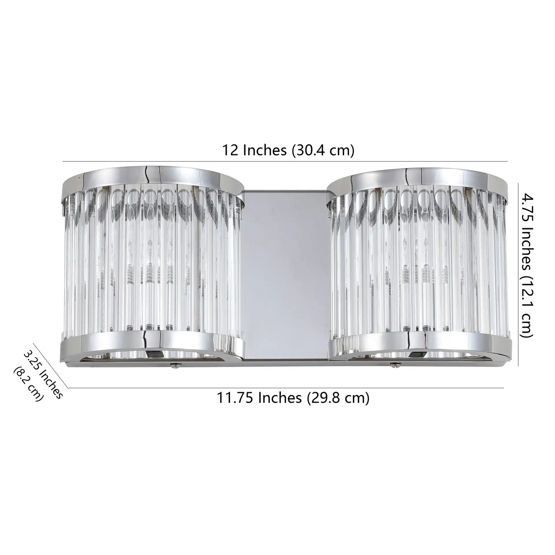 Karter Two-Light Wall Sconce in Chrome / Clear, detail view