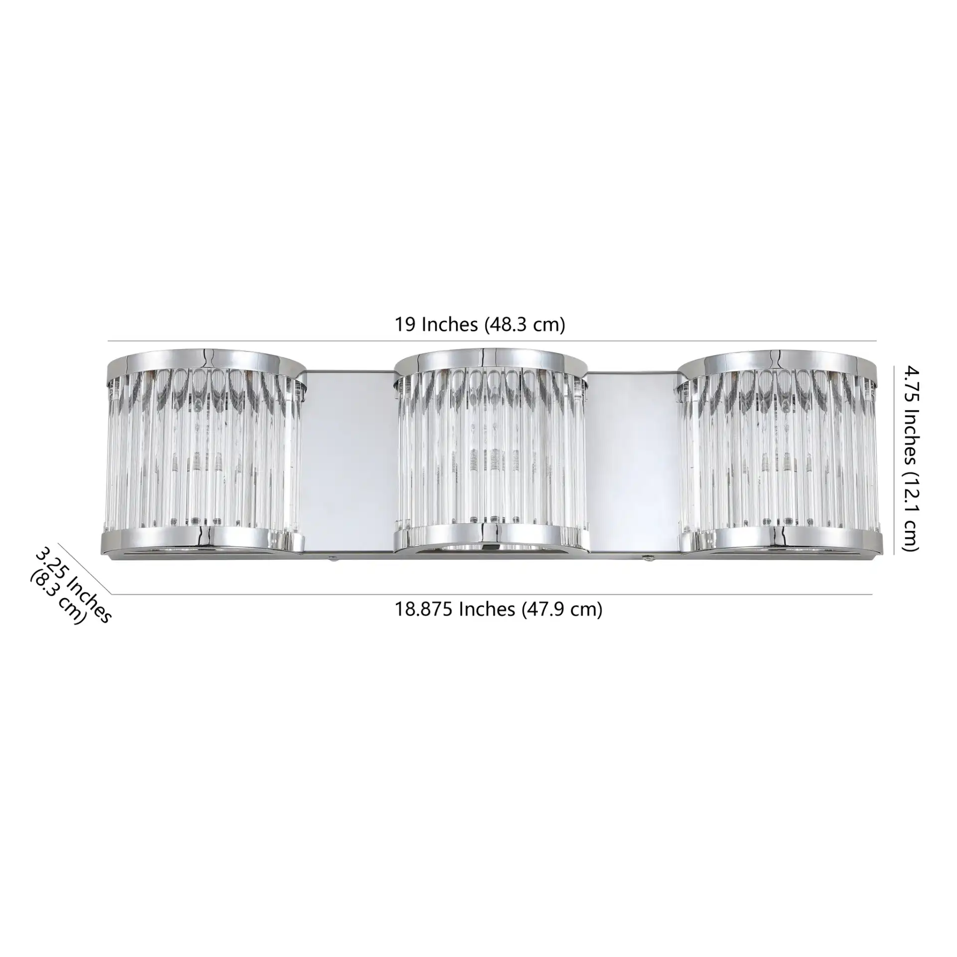 Maverick Three-Light Wall Sconce in Chrome / Clear, detail view