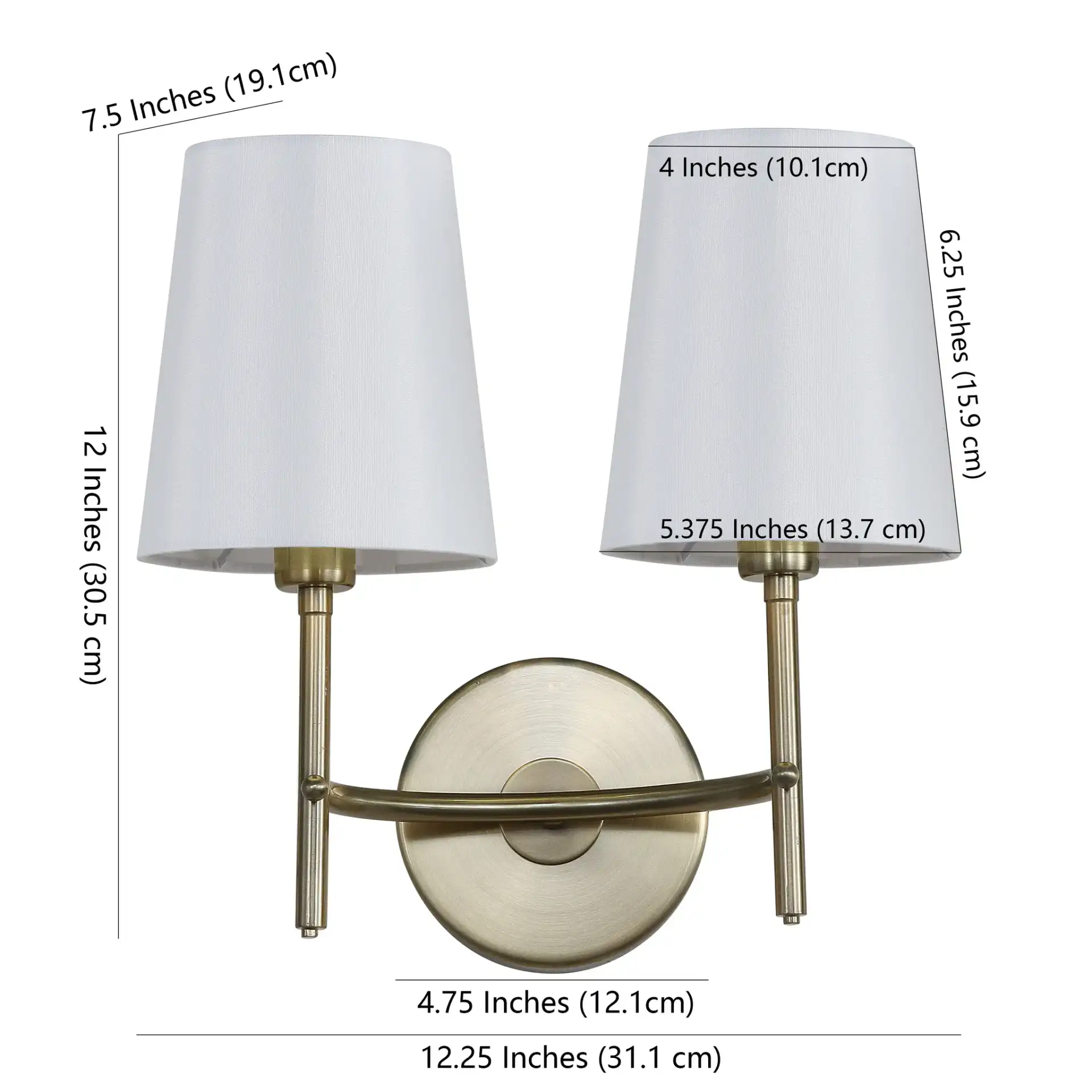 Barrett Two-Light Wall Sconce in Brass, detail view