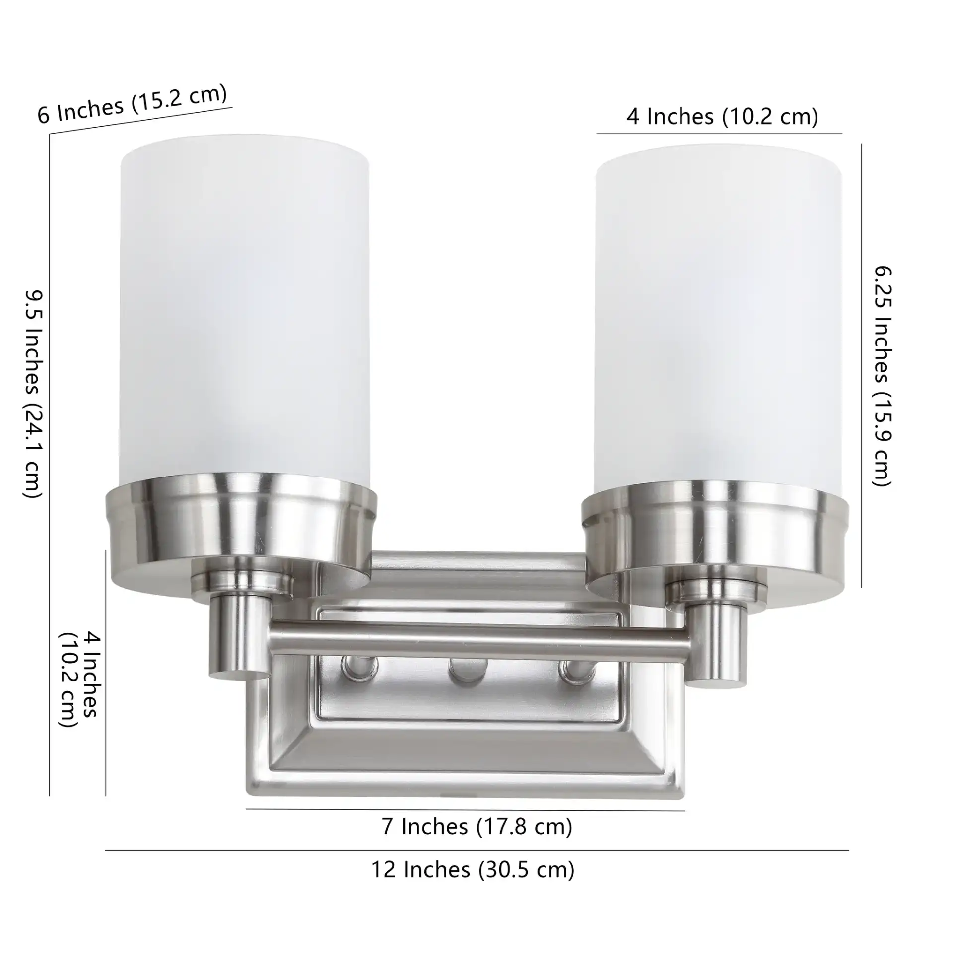 Kylan Two-Light Sconce in Nickel, detail view