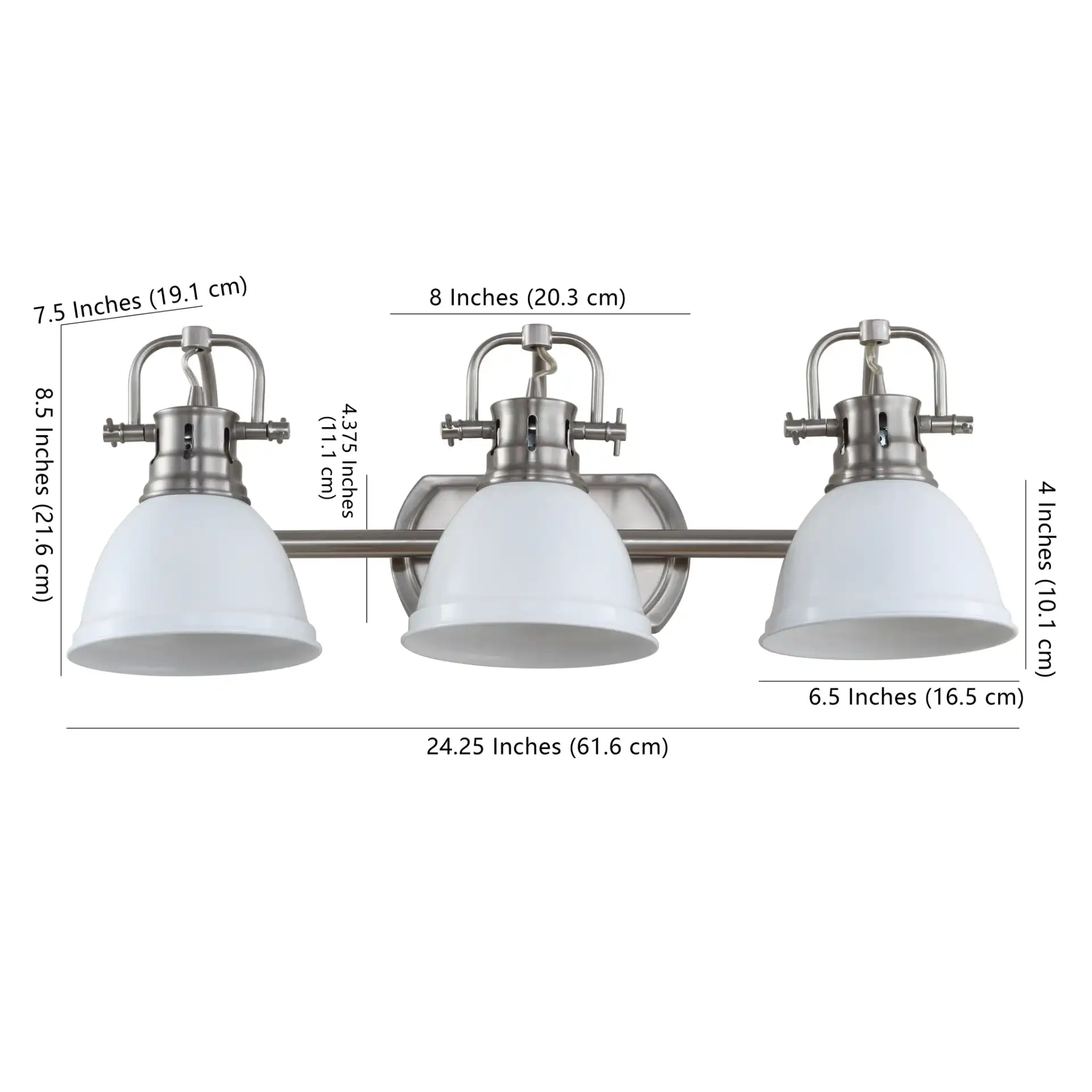 Roland Three-Light Sconce in Nickel, detail view