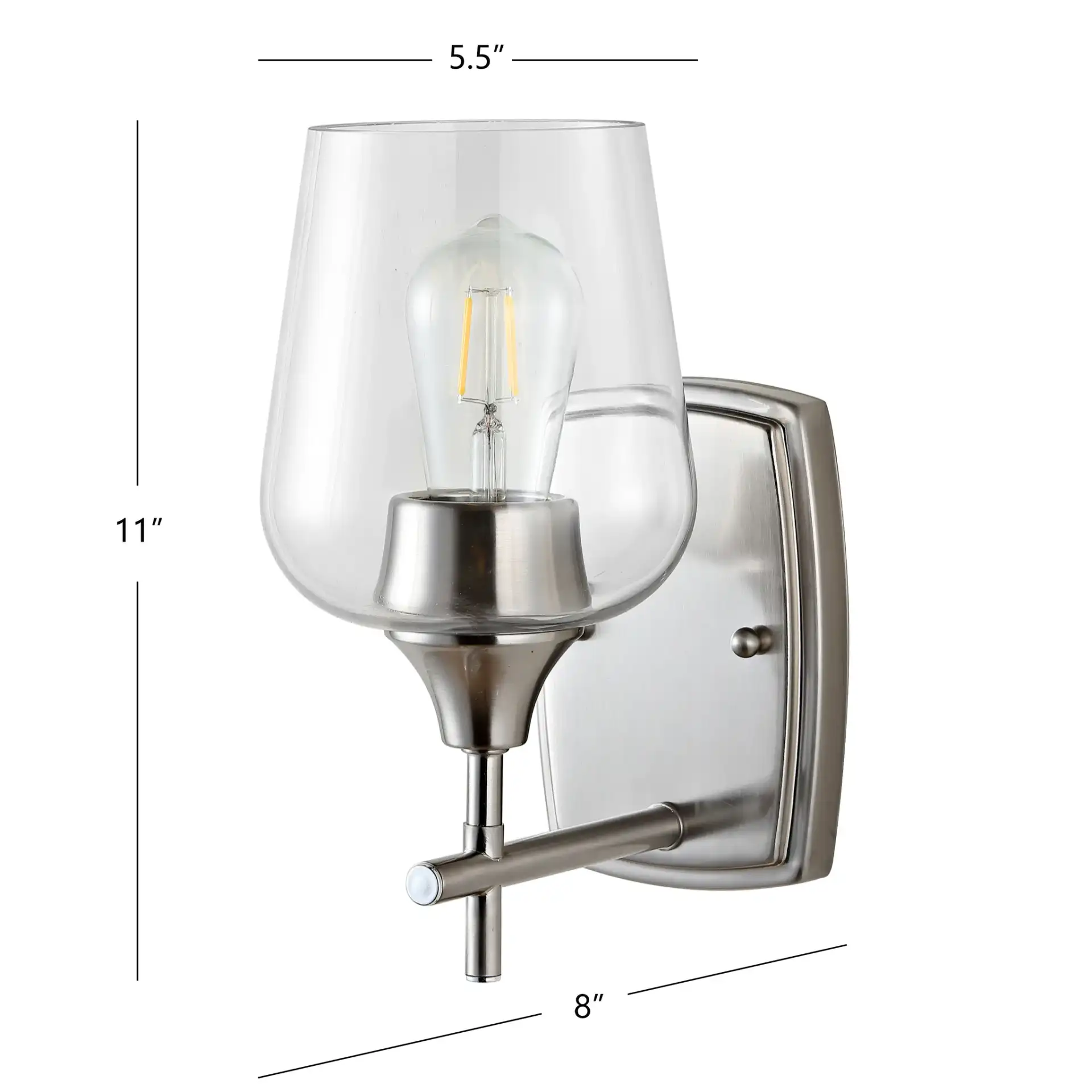 Valda Wall Sconce in Nickel / Clear, detail view