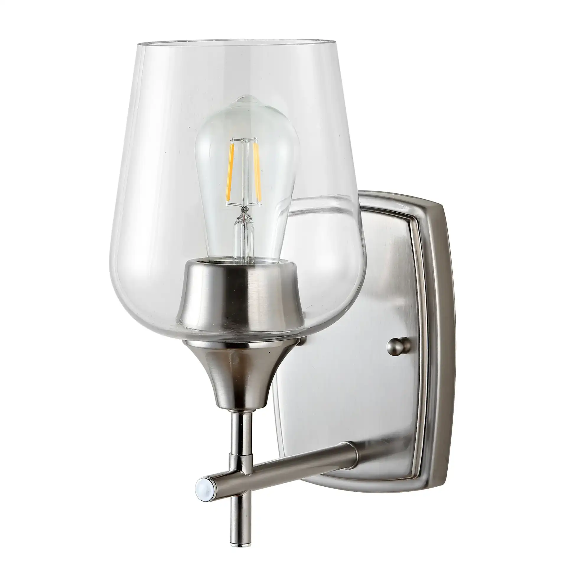 Valda Wall Sconce in Nickel / Clear, detail view